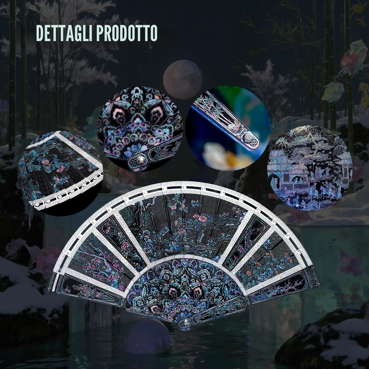 Piececool Metal Puzzle 3D Metallo Ventaglio Pieghevol, Modellini per Acciaio Inossidabile, Modellismo da Costruire Adulti Accessori Accoglienti per la Casa,Blu Navy