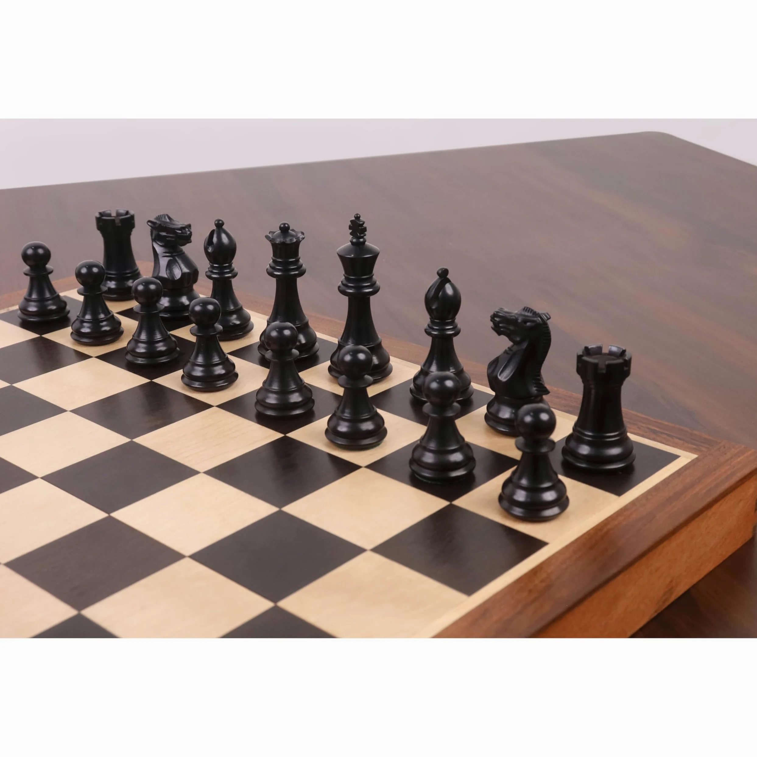 Royal Chess Mall- Set di scacchi da viaggio magnetico della serie Premier da 16 pollici- Scacchiera in legno di ebano e acero con pezzi in bosso ebanizzato