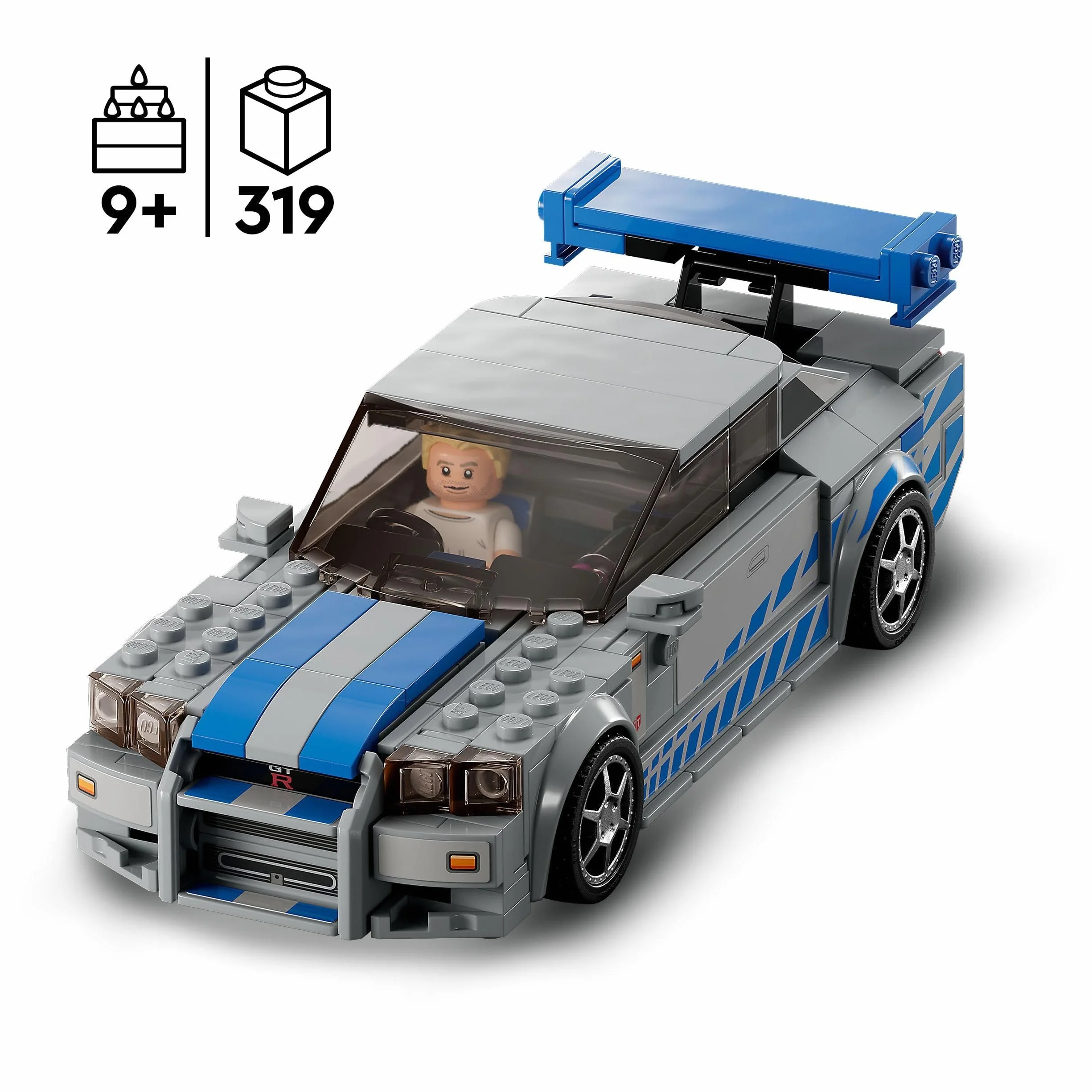 LEGO 76917 Speed Champions 2 Fast 2 Furious Nissan Skyline GT-R (R34) Macchina Giocattolo, Modellino Auto da Collezione 2023 con Minifigure, Giochi per Bambini