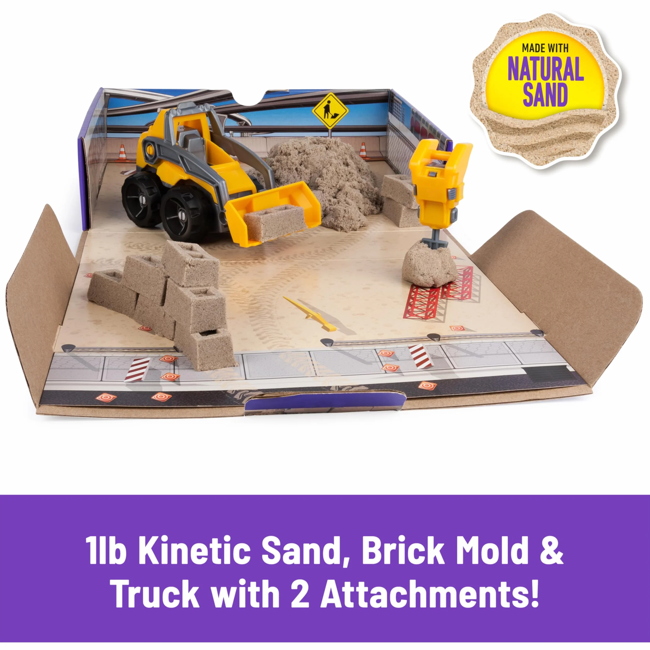 Kinetic Sand, Set Cantiere con Veicolo da Lavoro, 454Gr di Sabbia, dai 3 Anni - 6044178