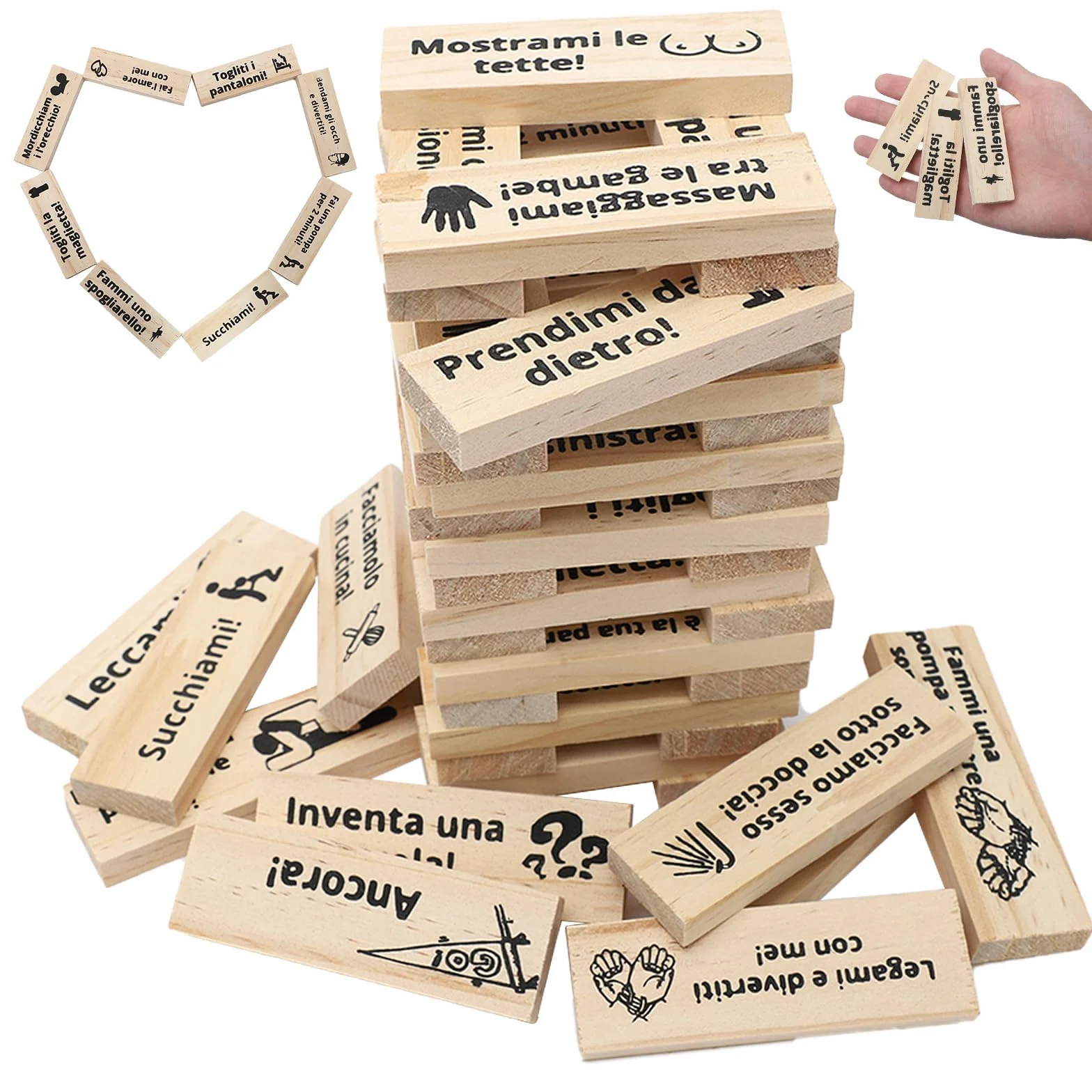 FOGARI Italiano Gioco Super Naughty Block Tower (48 pezzi),Lust Tower,Giochi Erotiici Coppie,Giochi di Coppia for Adulti,Erotiici, hot per coppie adulti - B