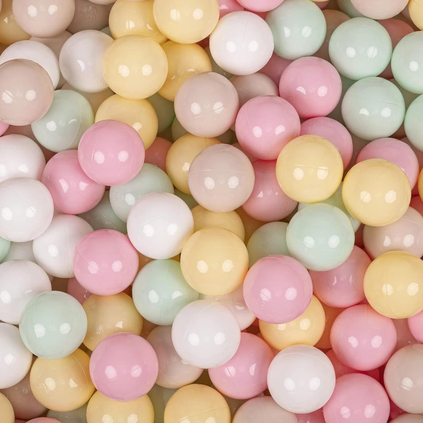 KiddyMoon Area di Gioco in Schiuma con Tondo Piscina di Palline per Bambini Piscina (200 Palline) + Gradini, Beige Sabbia: Beige Pastello/Giallo Pastello/Bianco/Menta/Rosa Chiaro