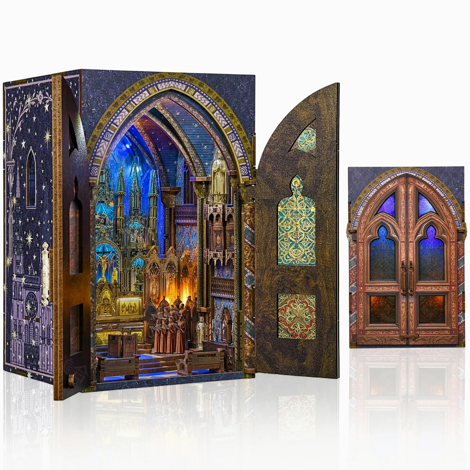 MiniCity Book Nook Kit fai da te, casa delle bambole, casa delle bambole, casa in miniatura, kit da costruire per adulti, puzzle in legno 3D, fermalibri, set creativo per libreria, idea regalo