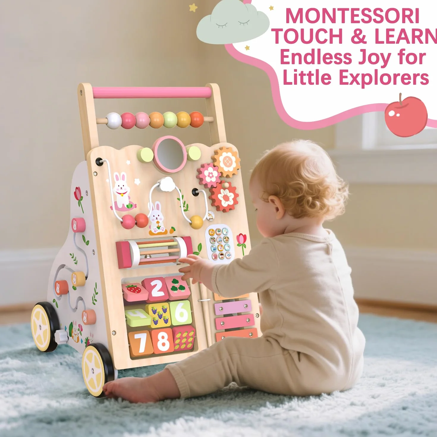Giocattolo scorrevole in legno per imparare a camminare per bambini BPW668