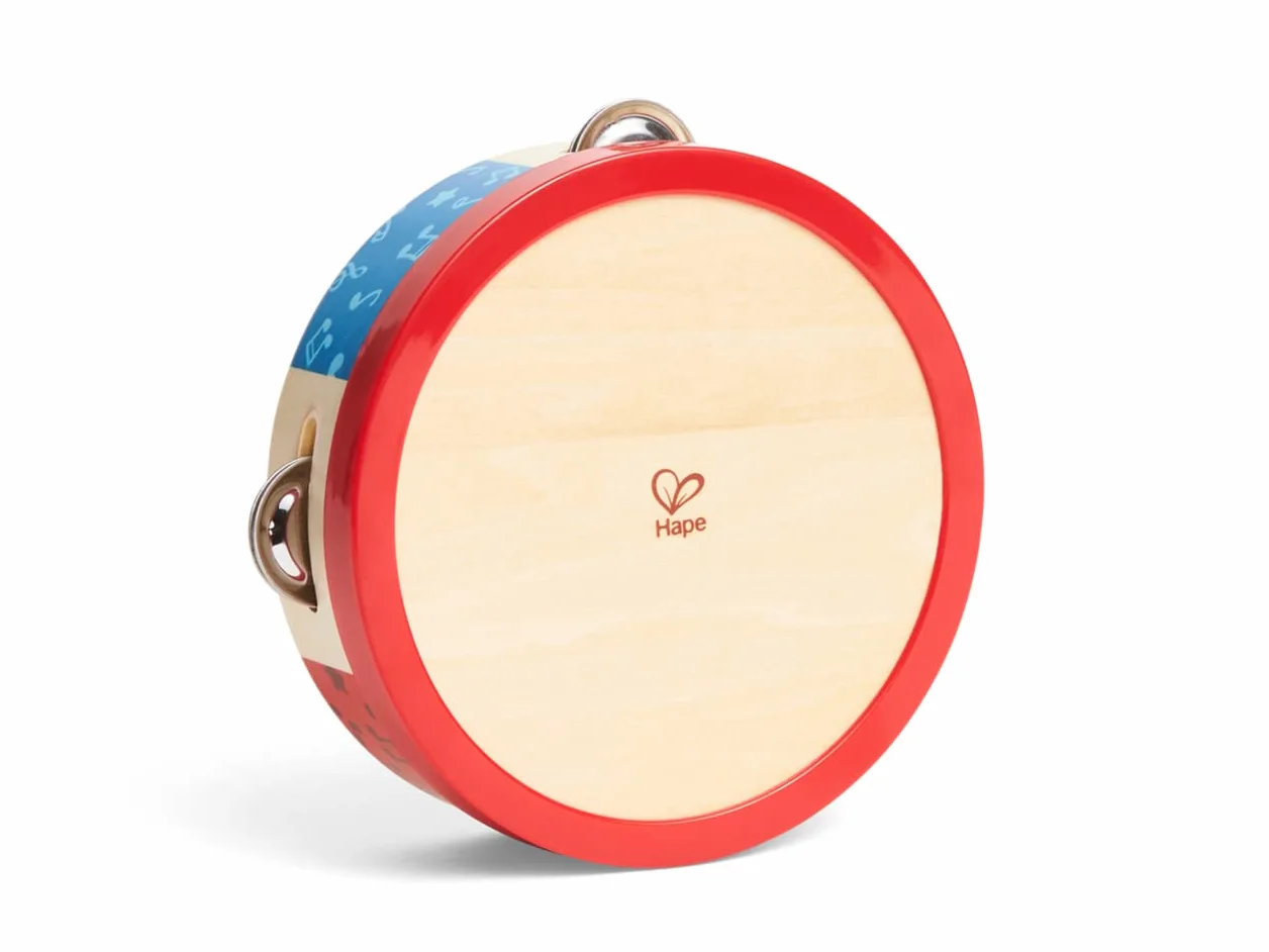 Hape Tamburello in legno 2 in 1 | Tamburello per creare tanti suoni | A partire dai 12 mesi
