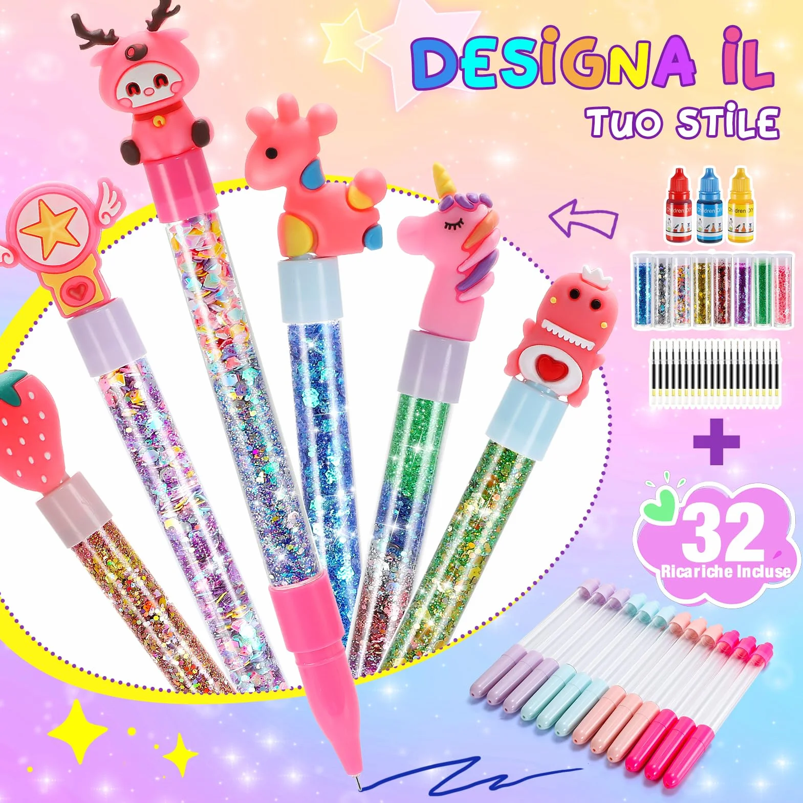 Laboratorio Delle Penne Fabbrica delle Penne 66+ Pezzi Set Regalo Bambina 5-12 Anni Creativi Giochi Cancelleria