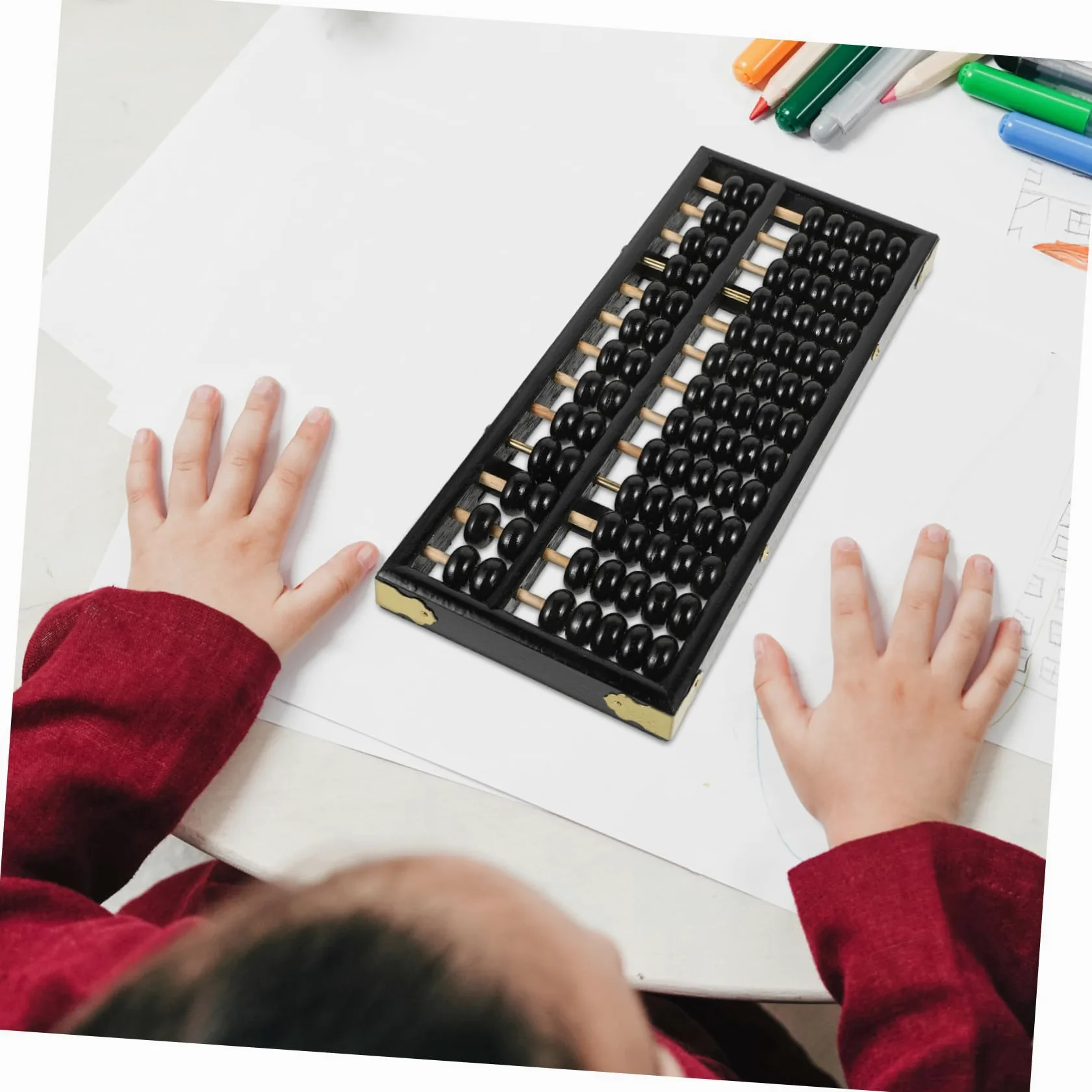 GALPADA Abaco Aritmetico in Legno 13 Aste, Nero, per Bambini | 13 File di Palline, Bordi Arrotondati e Finitura Levigata, per Studenti, 1 Pezzo