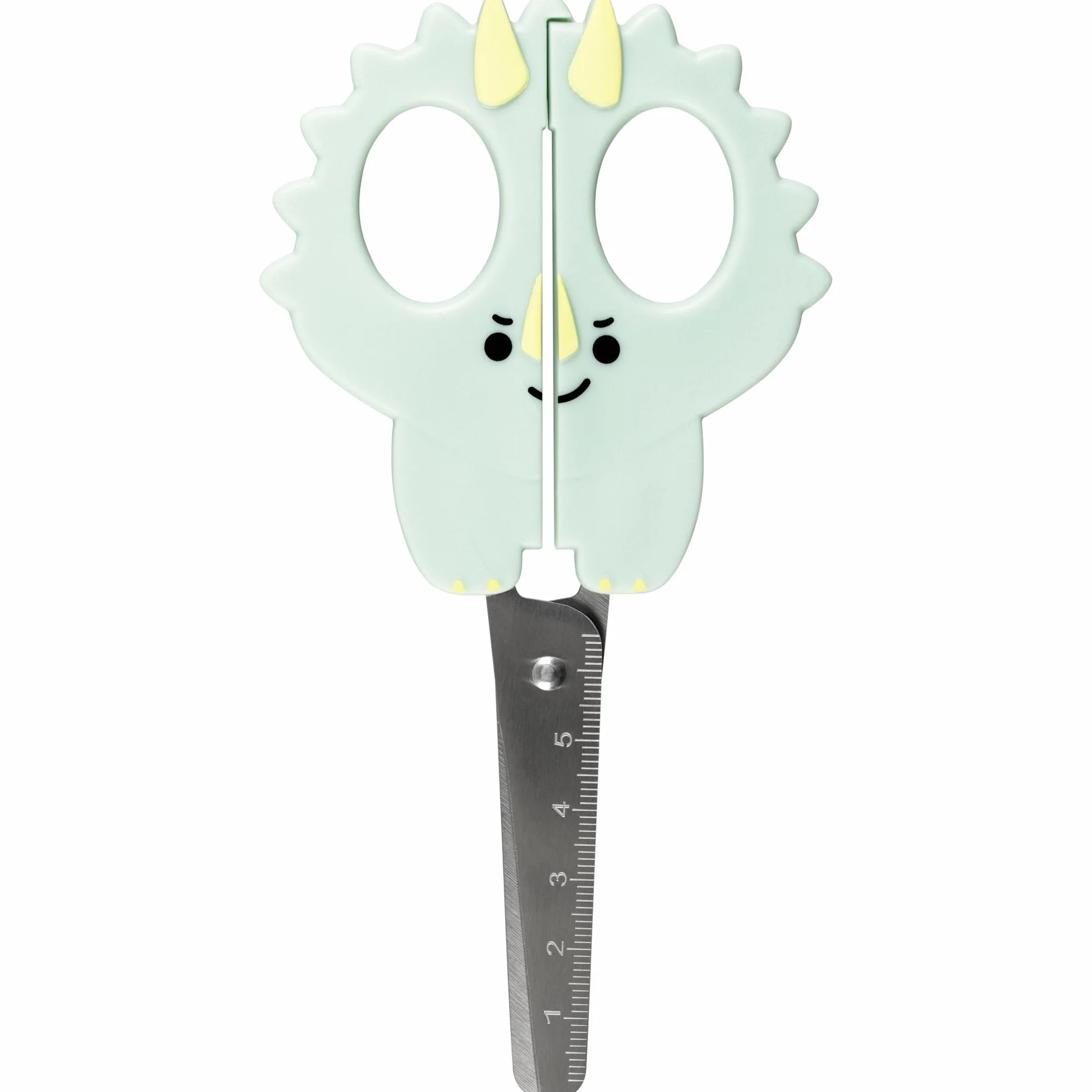 folia 774 - Forbici Artigianali per Bambini Dino, ca. 16 cm, Forbici per Bambini con Motivo di Dinosauro e Righello in Rilievo, in Acciaio Inox con Angoli arrotondati, per destrimani