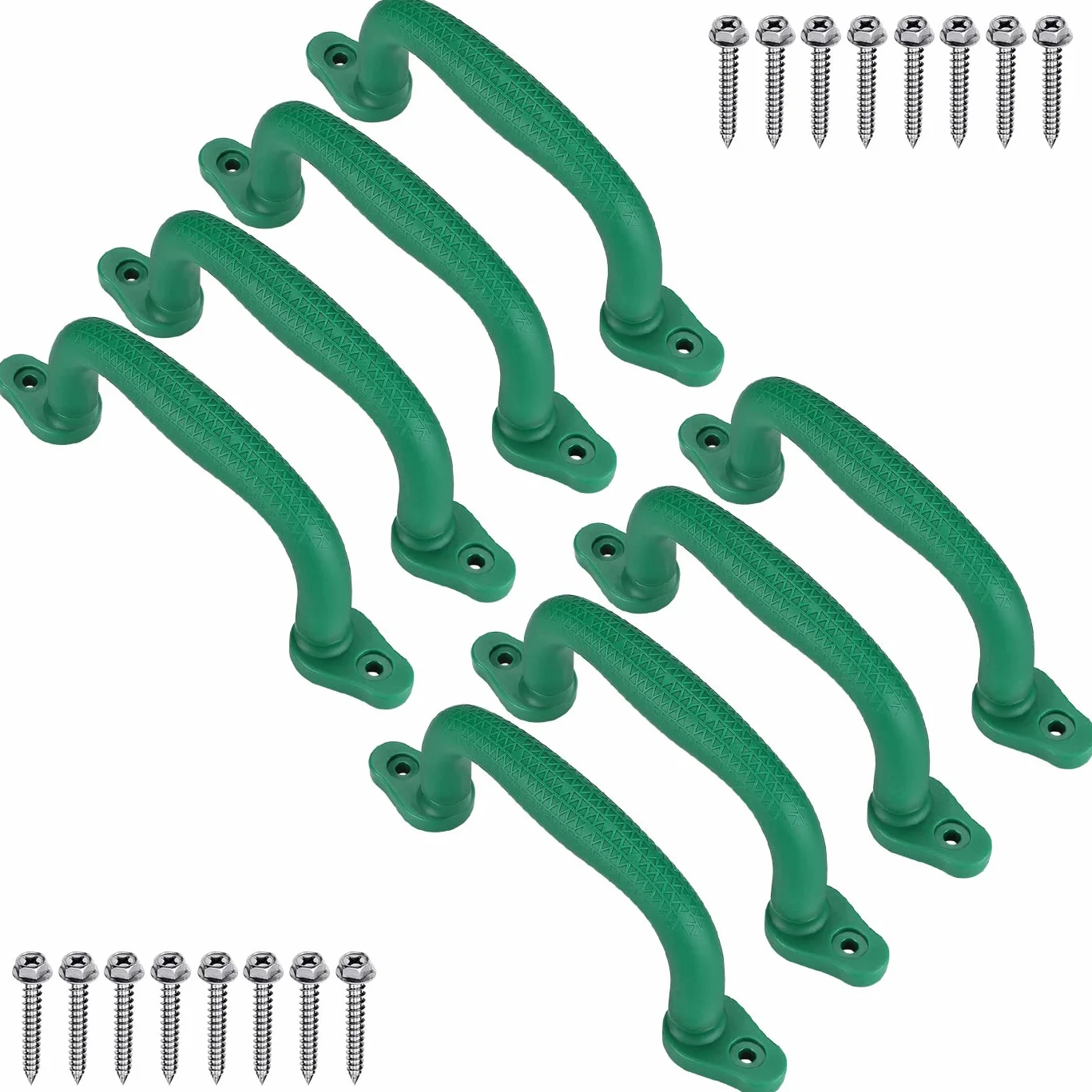 Dolibest Confezione da 8 Maniglie da Arrampicata, 18 cm, Antiscivolo, Solide, in plastica, per altalene, Set da Gioco, Parco Giochi, Bar per Scimmie, casa sull'albero, Letto a Castello, Verde
