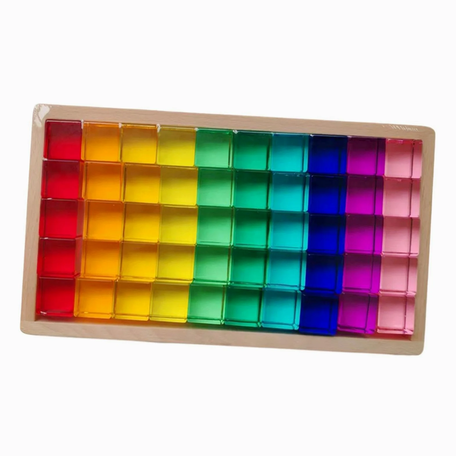 Set di Blocchi Da Costruzione Arcobaleno per Bambini Cubi Acrilici Impilabili Trasparenti Sviluppo Abilità Fini E Apprendimento Sensoriale Adatto per, 50pz, Taglia unica bambino