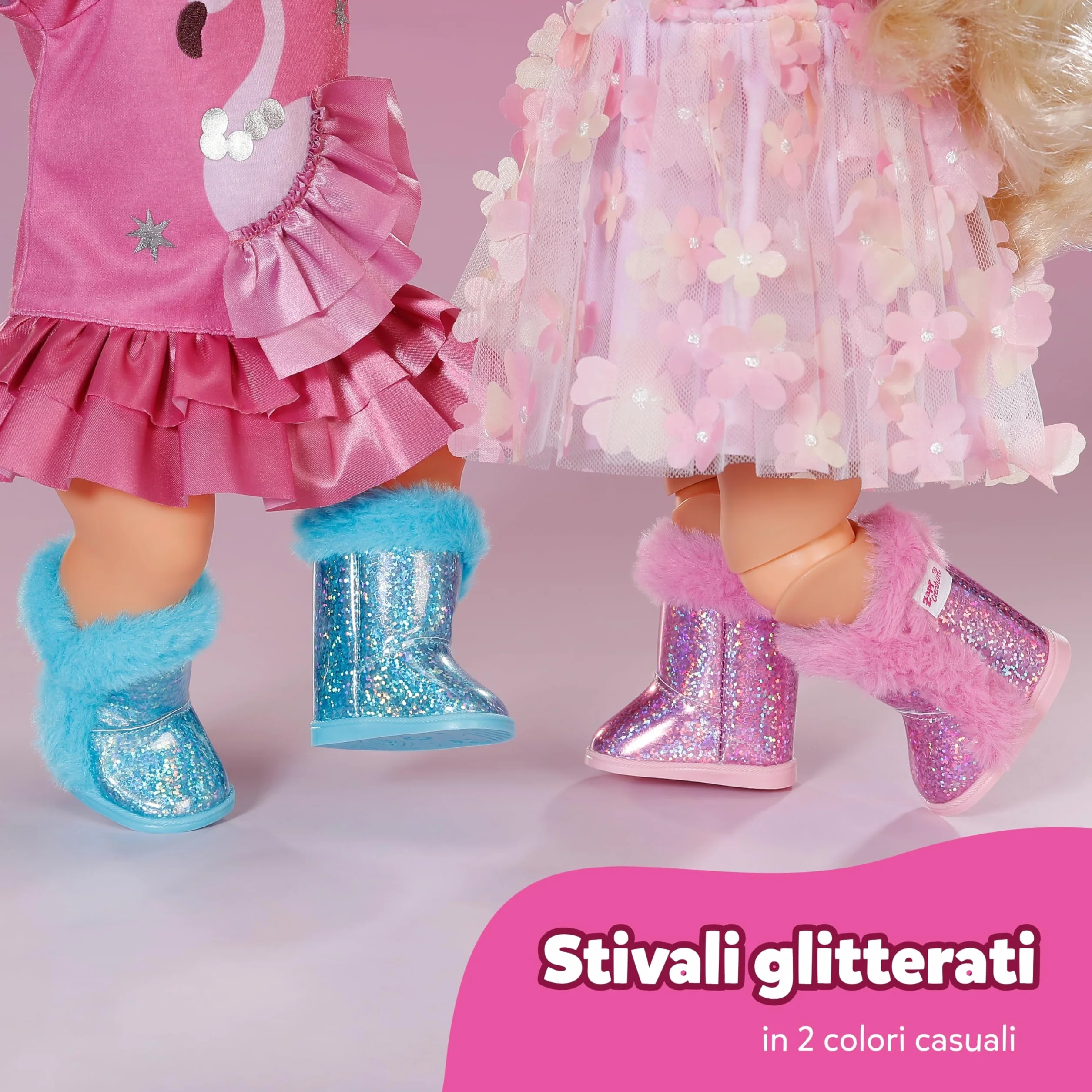 BABY born Stivaletti Glitter – 1 paio di scarpe per bambola in due design possibili – Selezione casuale del modello – Adatti a tutte le bambole da 43 cm – Accessorio per bambole di alta qualità