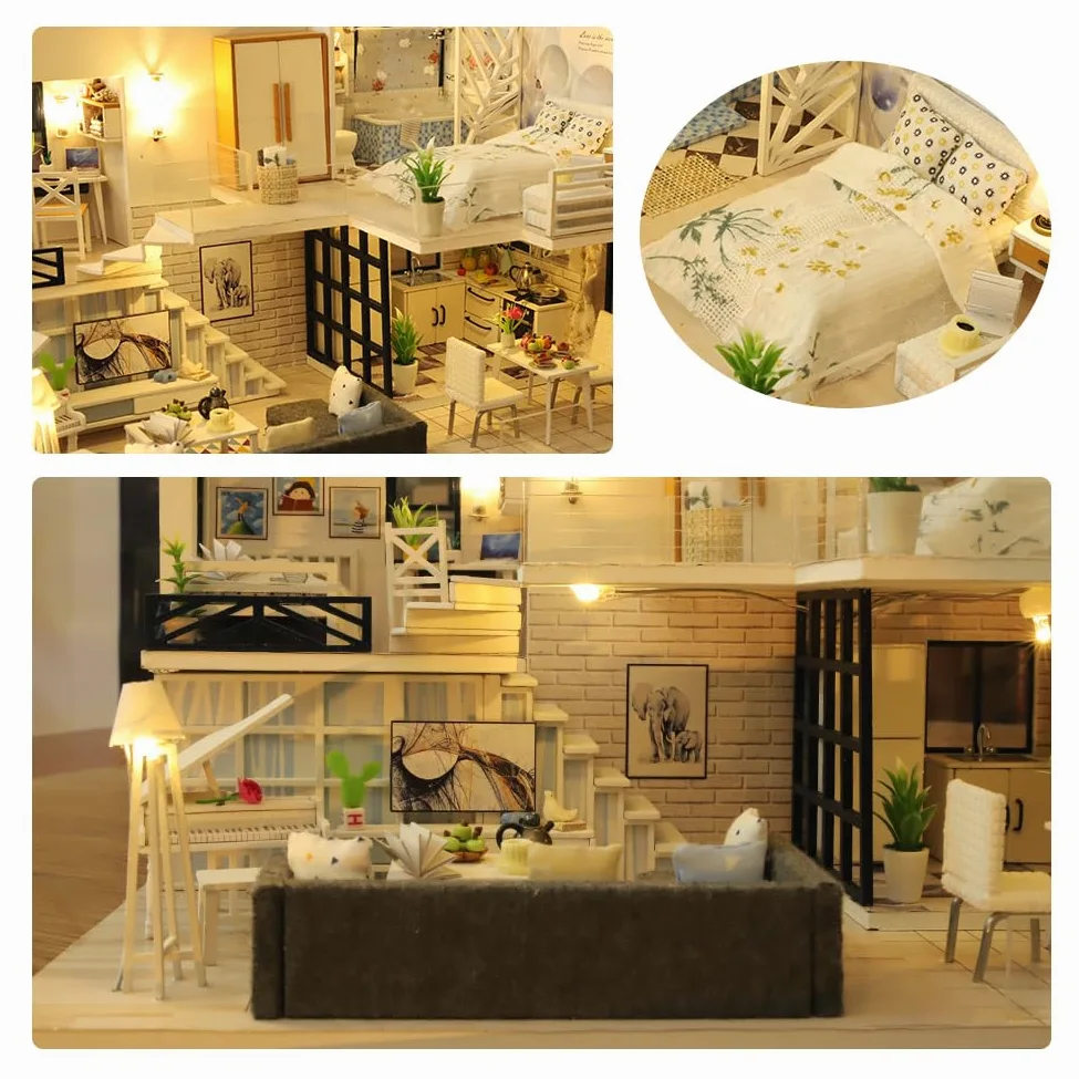 Kit per la casa in miniatura fai da te, kit creativo per la casa in 3D | Mini per la con mobili per e adolescenti, regali di compleanno e di Natale, pratico