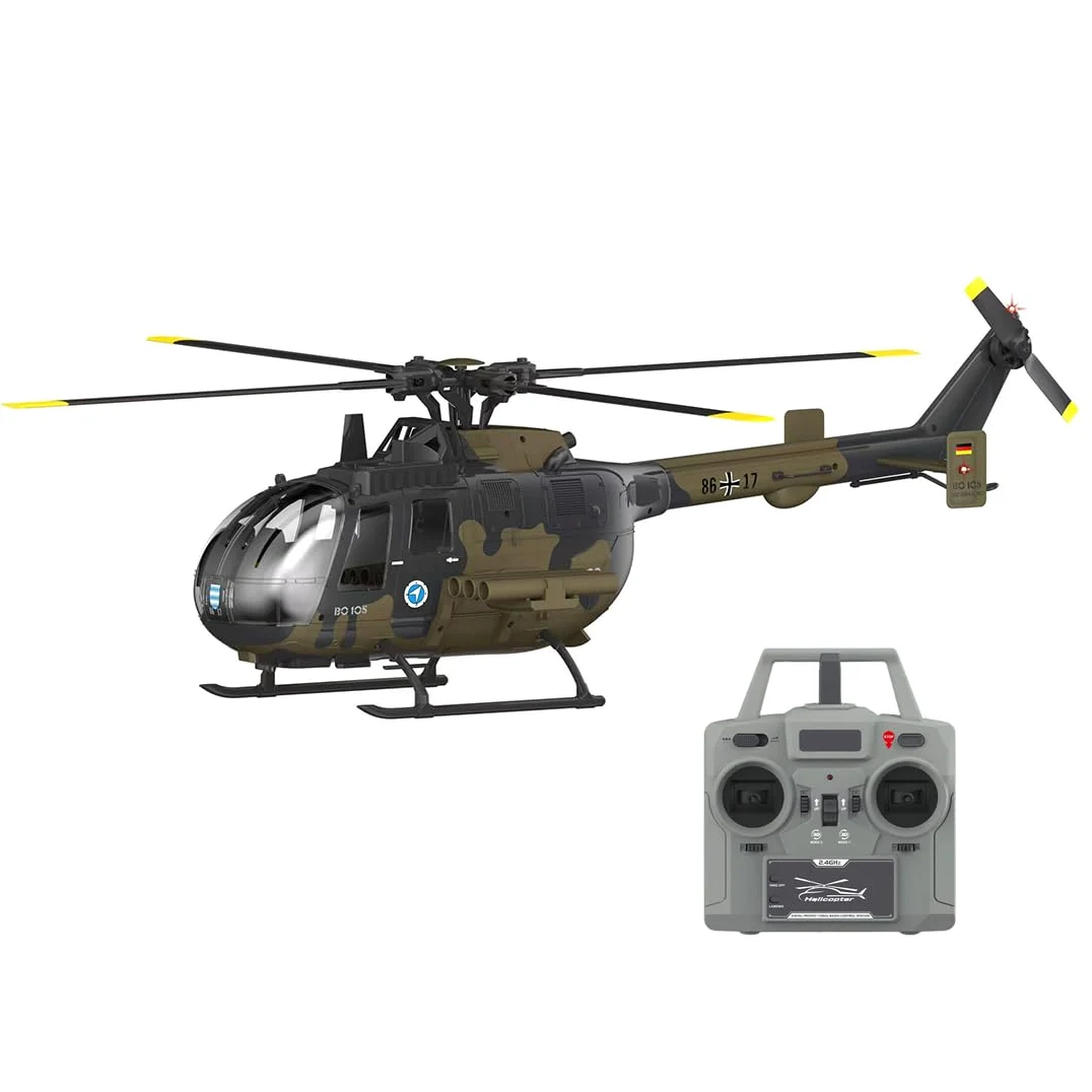Elicottero RC 1/25, elicottero C180, 2,4 GHz 6 CH Flybarless modello elicottero con barometro, TOF LiDAR, posizionamento ottico e supporto missilistico, modello militare elicottero, RTF