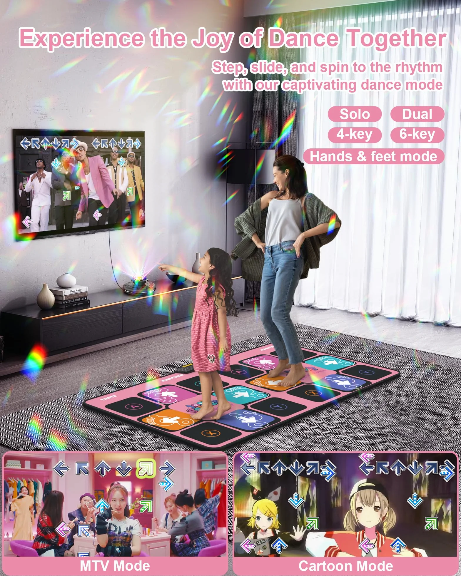 Tappetino da Ballo Elettronico Senza Fili per Ragazze con Fotocamera e Maniglia Regalo Bambini 4-11 Anni