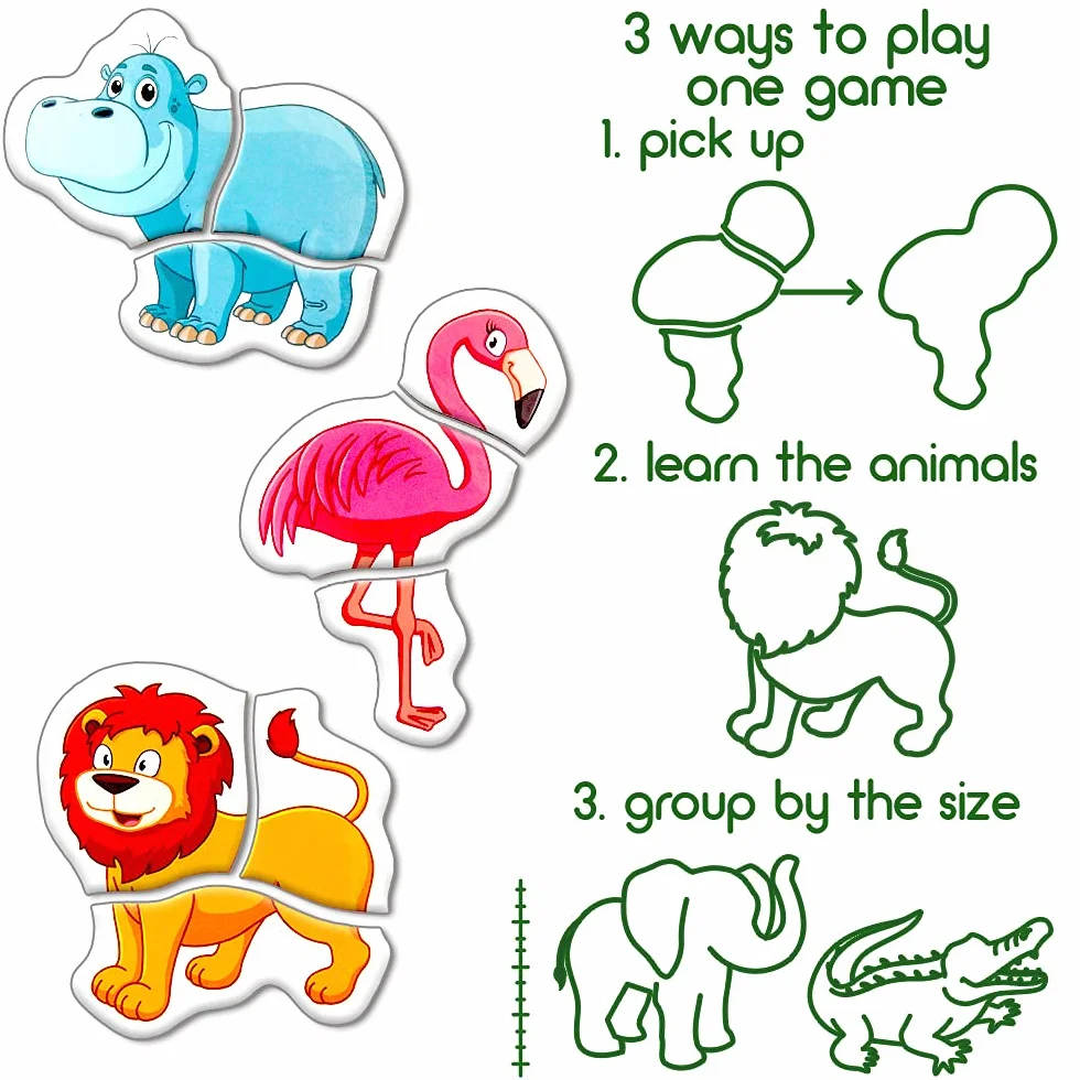 Puzzle Zoo Magnetico Bambini – 6 Puzzle Animali – Grandi Magneti Educativi Neonati – Gioco Montessori Prima Infanzia – Attività Frigorifero Scuola Materna –Regalo Bambini – Magdum