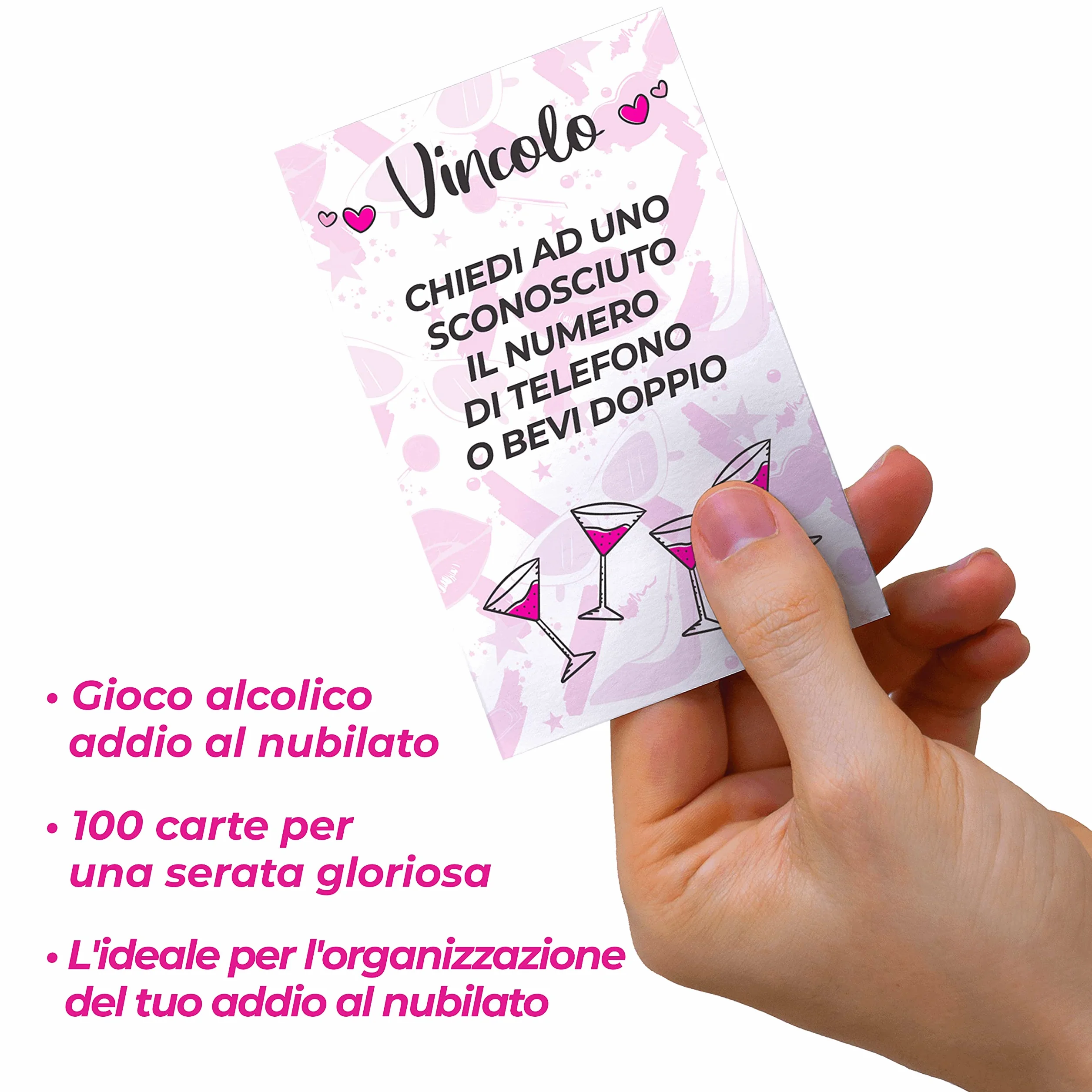 Giochi Alcolici Addio al Nubilato - di Carte per Bere - Kit Team Bride to Be - Accessori Gadget Amiche della Sposa, 100 pz