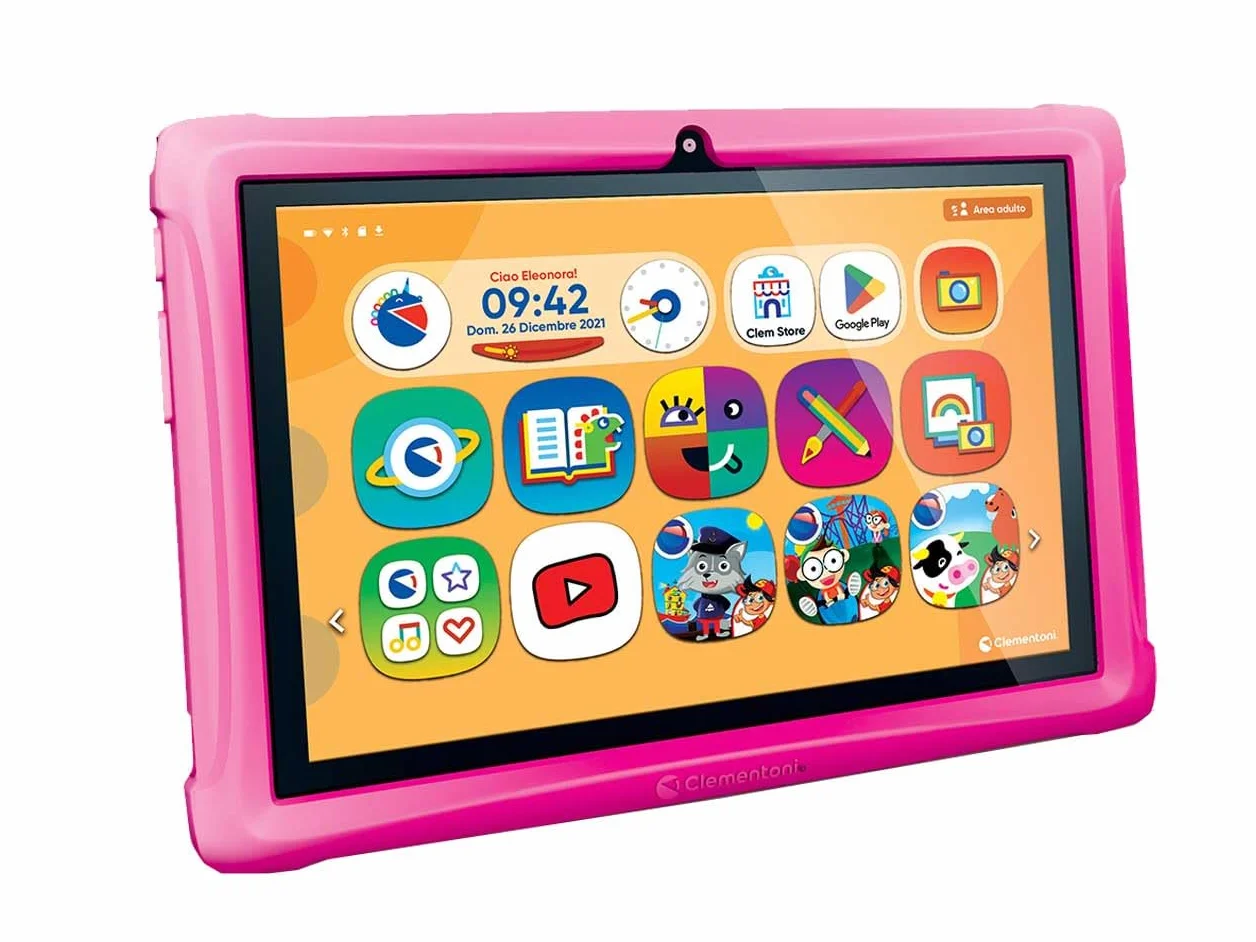 Clementoni - Clempad 10 Pollici Pink, Tablet Educativo Bambini 3-6 Anni, HD Screen, Memoria 32GB, RAM 2G, Wifi, Android 11, 2 Fotocamere, Google Play e Sistema Parental Control, Lingua Italiana, 16478