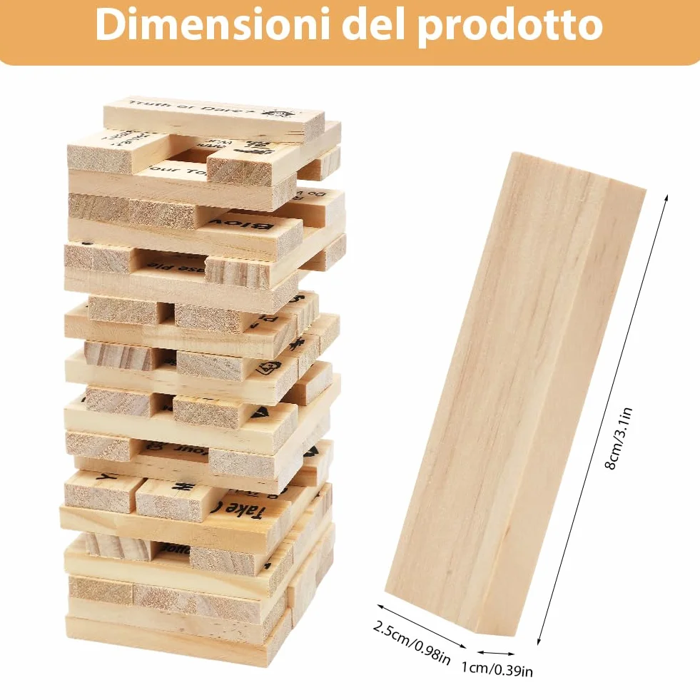 DASIAUTOEM Giochi di Torre della Lussuria, 48 Pezzi Gioco Super Naughty Block Tower, Torre a Blocchi di Coppia Tumbling Lmpilamento in Legno, Regali per Appuntamenti di Coppie Adulte