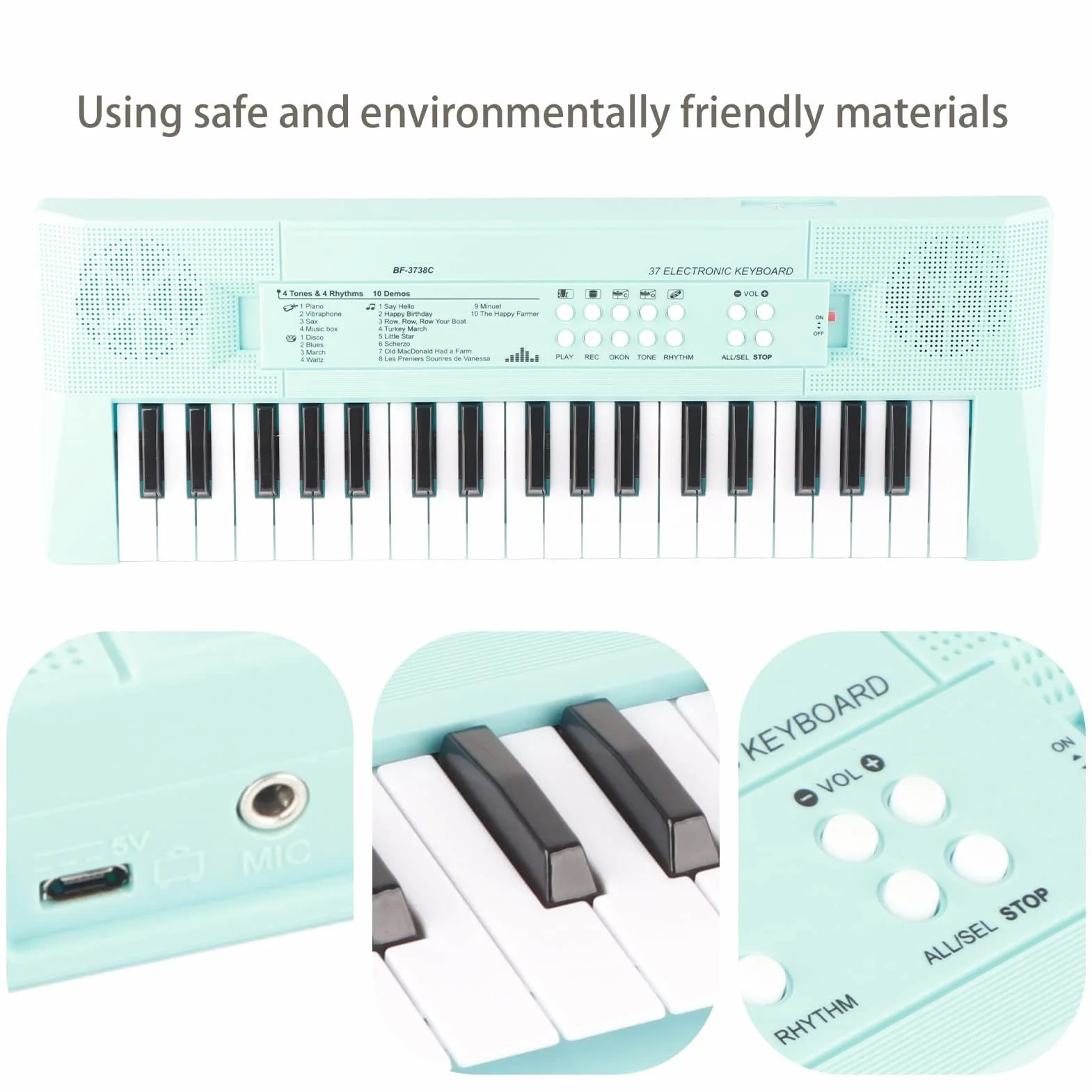 Pianoforte Elettronico Portatile, 37 Keys, con Microfono e Tastiera Musicale Facile da Usare, Per Principianti, Bambini, Studenti e Uso Domestico