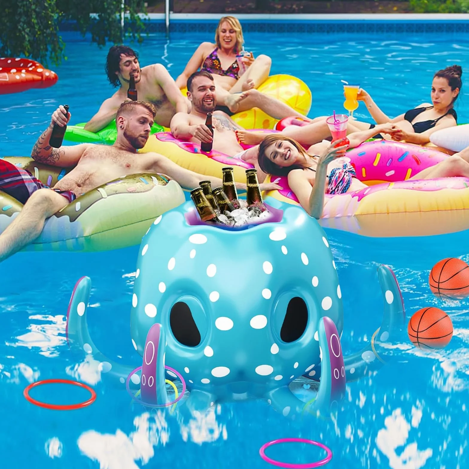 HIQE-FL Canestro da Basket da Piscina,Galleggianti gonfiabili per Piscina,Giocattolo Gioco da Lancio per Piscina Bambini Adulti,Giochi Gonfiabili per Bambini,per Bambini e Adulti