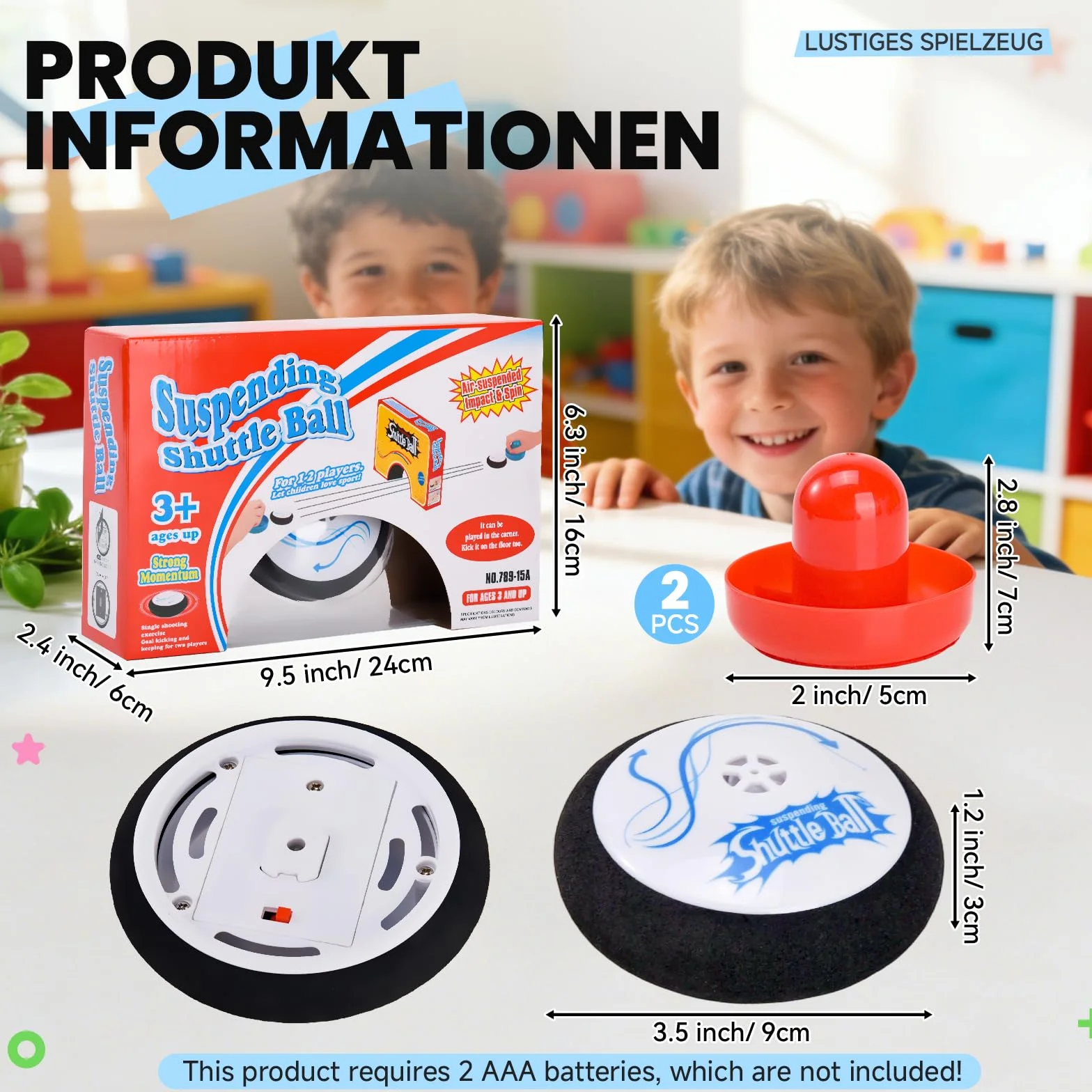 Air Hockey Hover Puck, Portable Air Hockey con 2 Spingere per hockey ad aria rossa, giocattolo da hockey per interni ed esterni, gioco simulato di hockey per bambini adulti