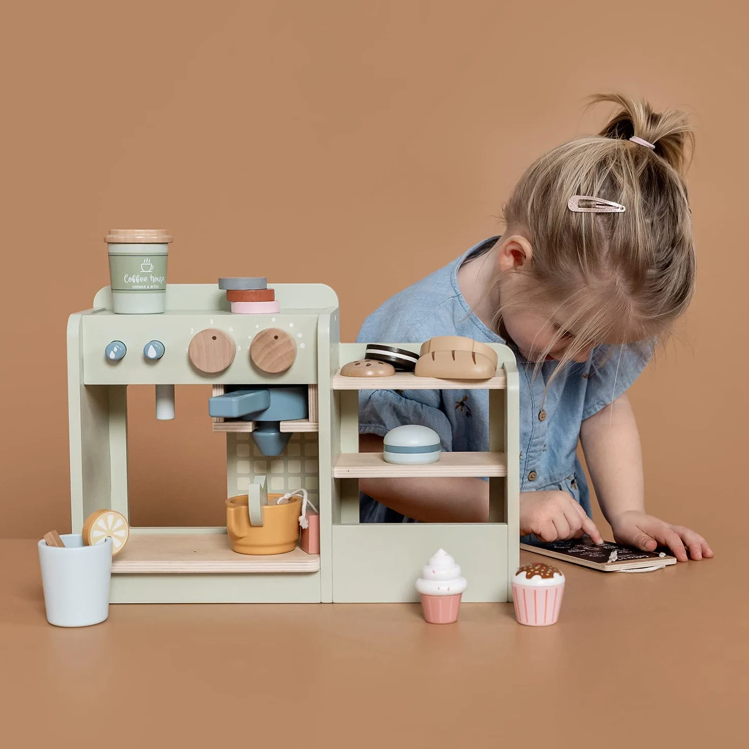 Little Dutch 7089 FSC, angolo caffè/bar in legno, con accessori, colore: menta