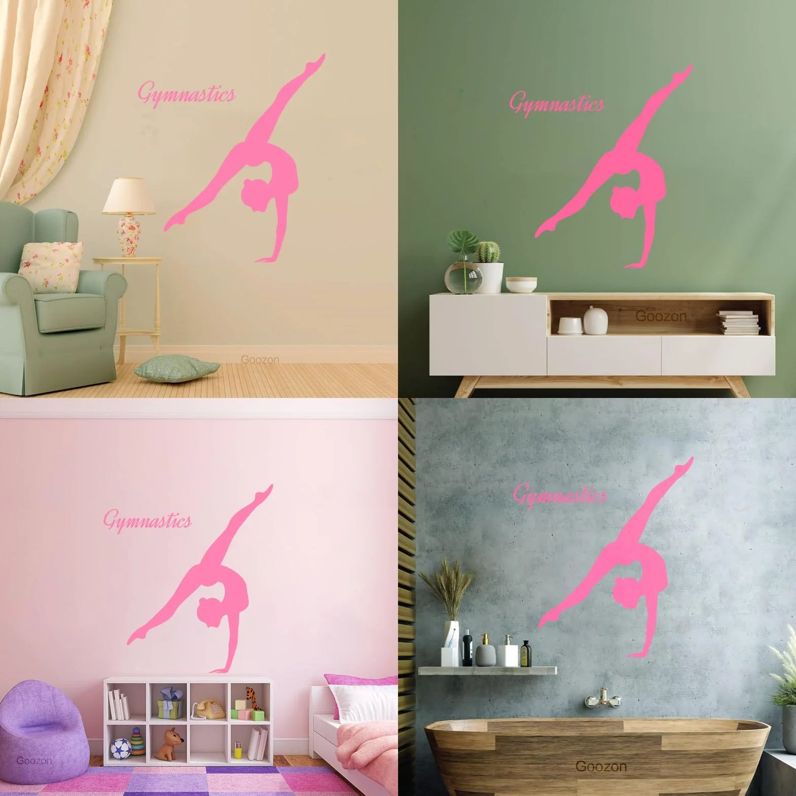 Decalcomanie per incisioni raffinate Ginnastica ritmica Sport Figura Ragazza Ginnastica 68x75.8cm Diverse opzioni di dimensioni Rosa
