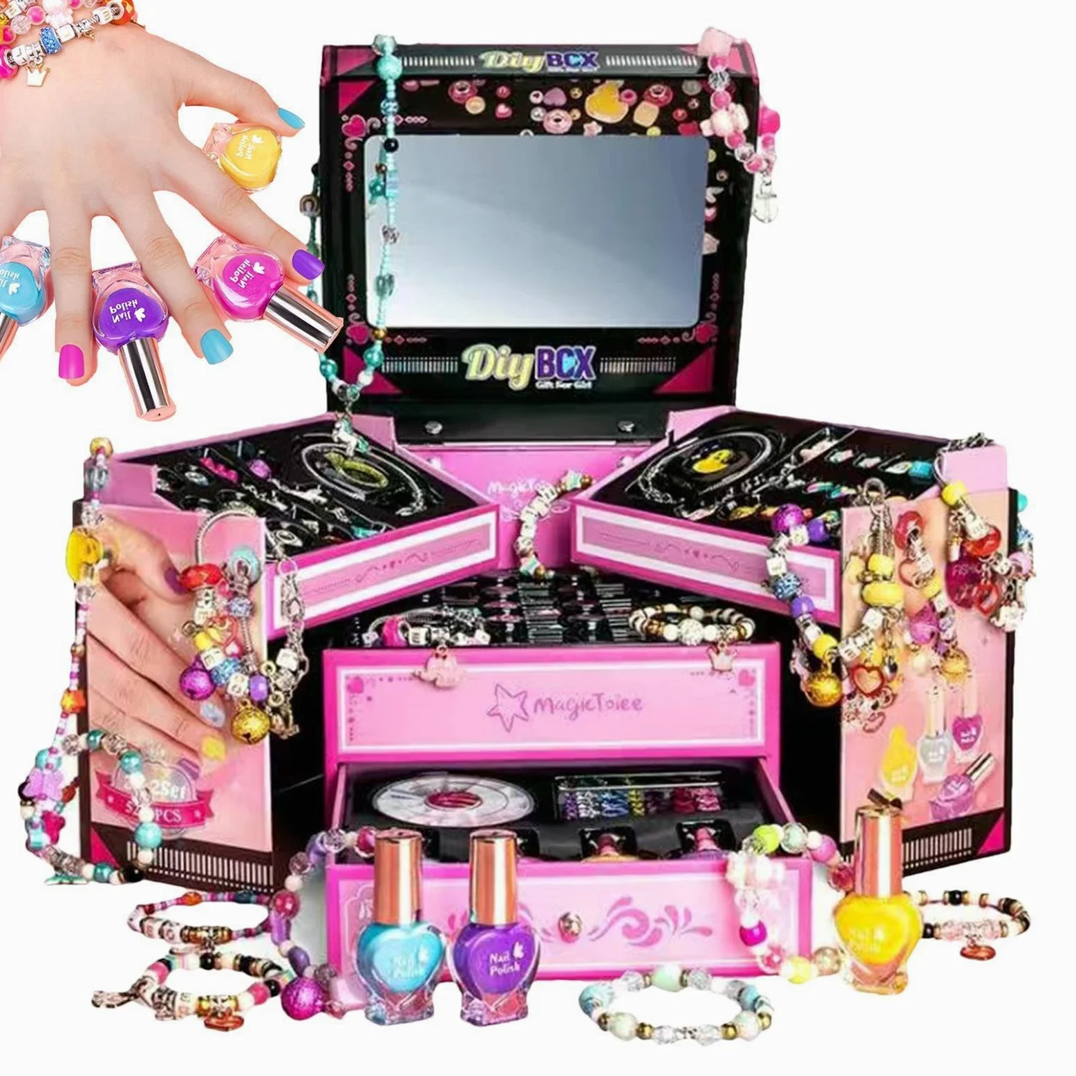 Yorajuy Set per la creazione di braccialetti con ciondoli, kit per la | creazione di gioielli per bambini, kit per creare orecchini, divertenti braccialetti per realizzare bracciali, orecchini e co
