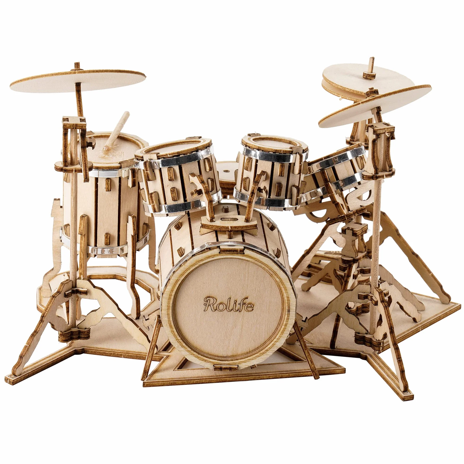 Rolife Puzzle 3D Legno per Adulti Modellismo da Costruire Kit Modello Strumento Musicale (Drum kit)