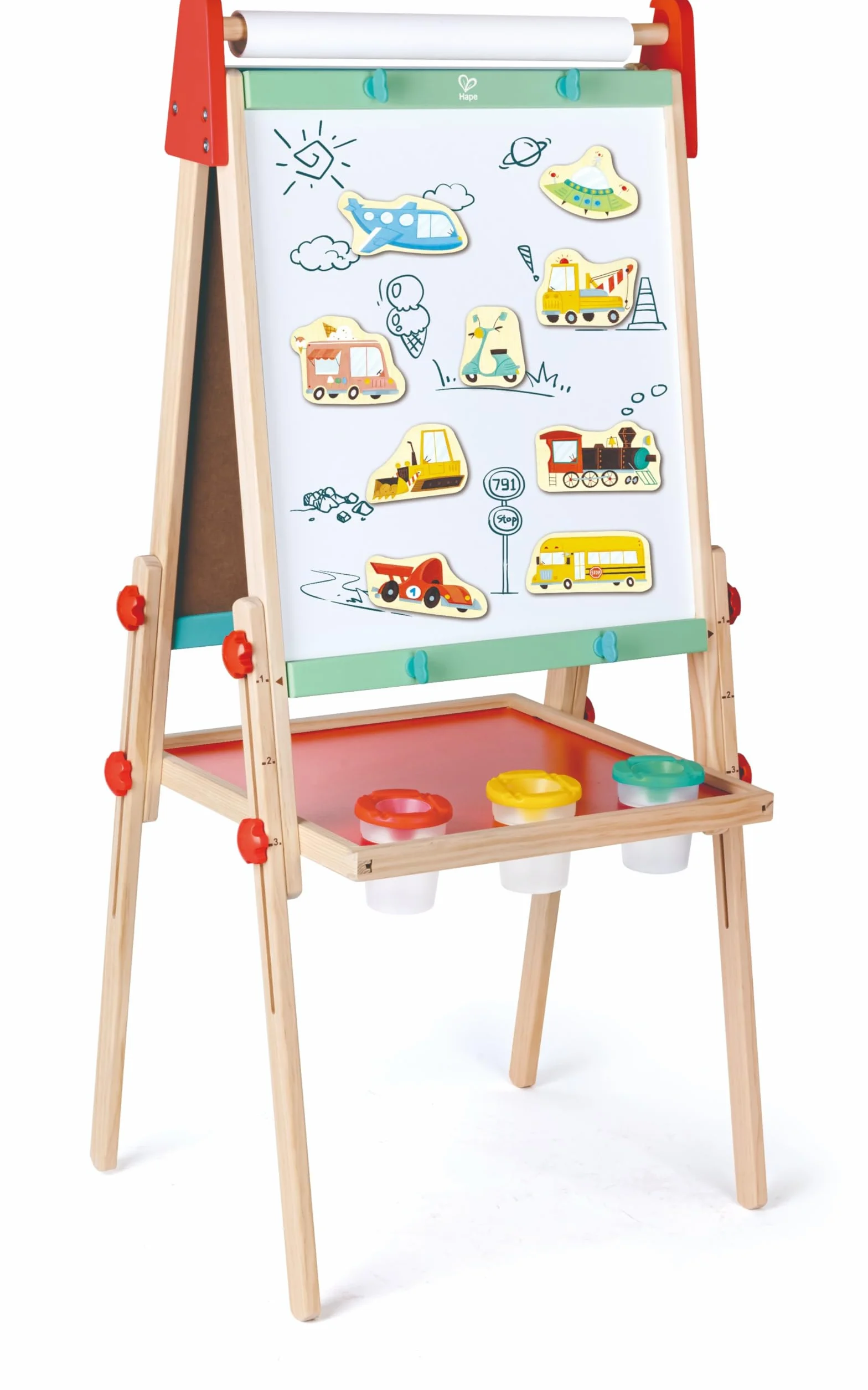 Hape Set di Veicoli magnetici, Veicoli in Legno con magneti per Bambini a Partire dai 18 Mesi di età