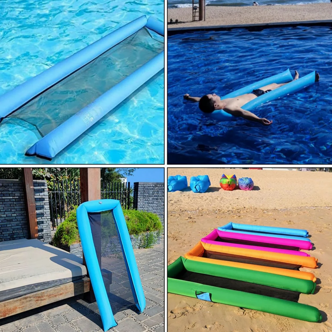ERINGOGO Materassino Gonfiabile Leggero in Nailon Blu per Piscina Stagionale, Letto Galleggiante Portatile per Nuoto e Relax in Acqua