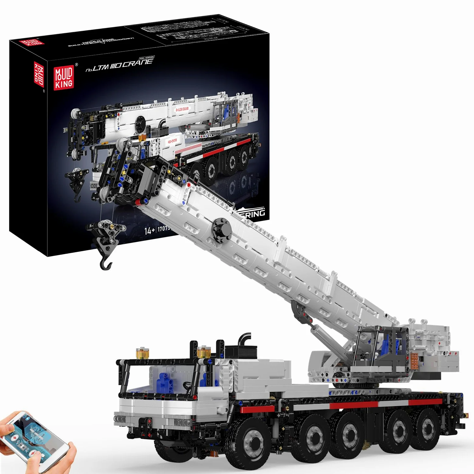 Mould King 17075 LTM 1110 Gru giocattolo da costruzione, 3248 pezzi, kit di modello di gru mobile resistente con doppio telecomando motorizzato, per adolescenti e adulti dai 14 anni in su