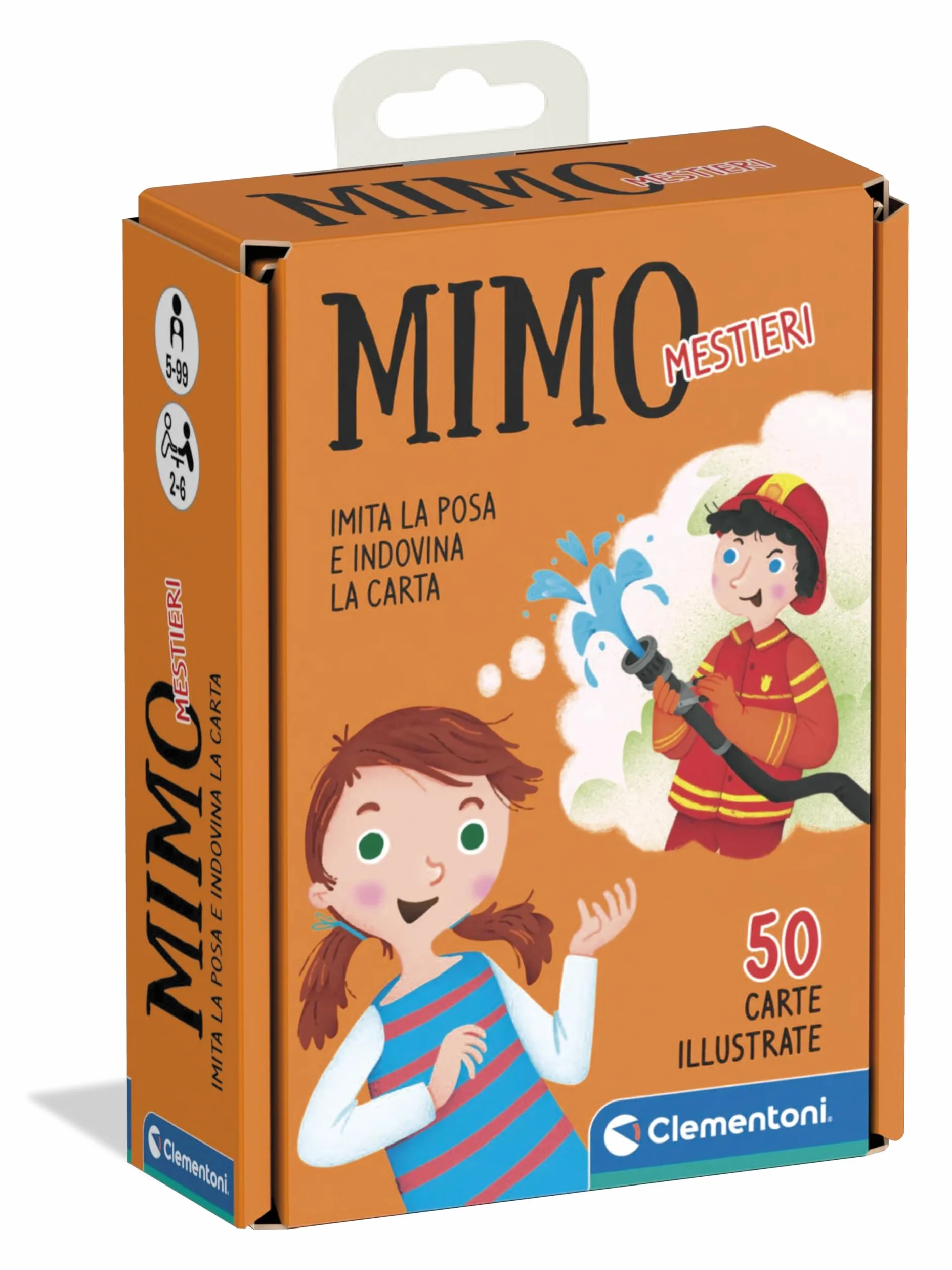 Clementoni - Mimo Mestieri, Mazzo di 50 Carte per Imitare Pose e Indovinare l'Azione, per Bambini 5+ Anni e Tutta la Famiglia, 2-6 Giocatori, Idea Regalo Made in Italy, Lingua Italiana, 16732
