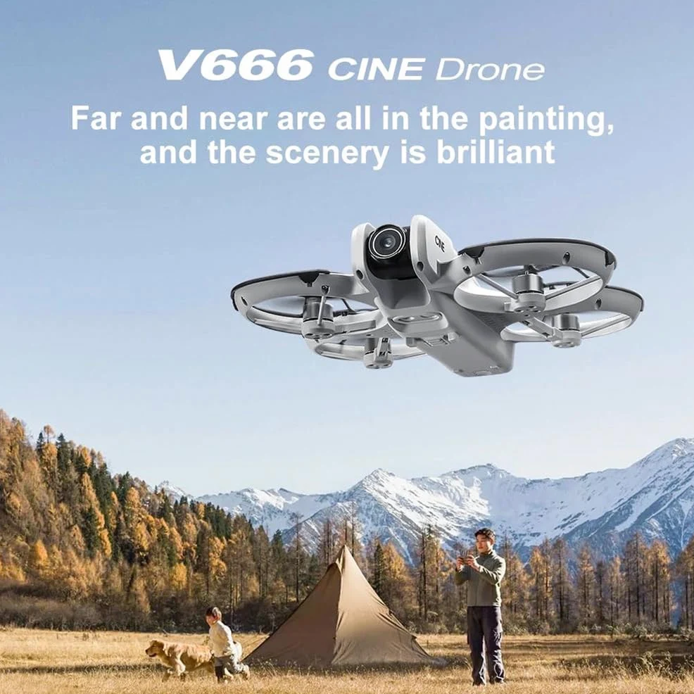 A,Single Battery,v666 Mini rc Drone Aereo 8k HD Telecamera Intelligente evitamento Ostacoli Schermo da 4,5 Pollici Telecomando Motore brushless FPV Drone Giocattolo
