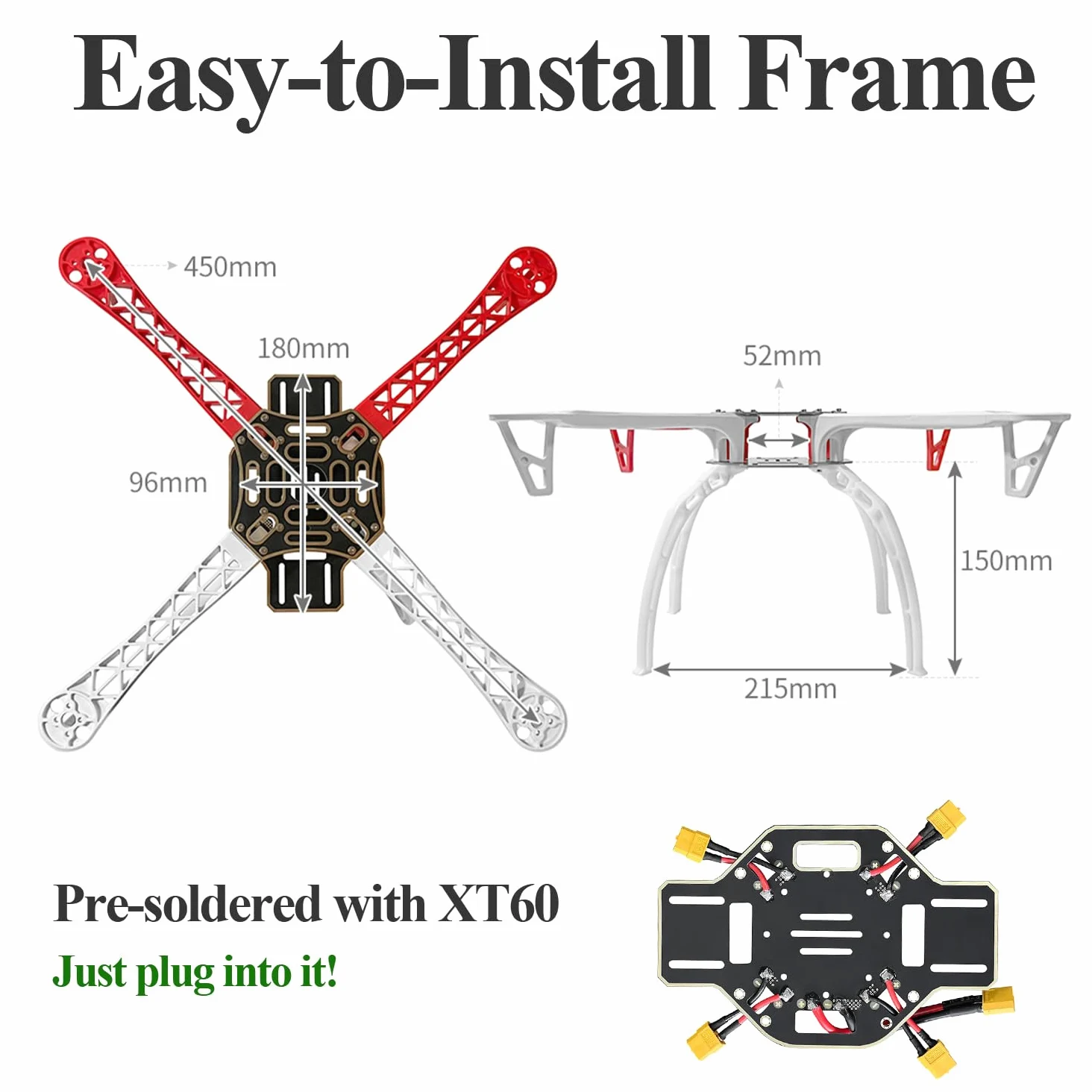HAWK'S WORK F450 Kit per Costruire un Drone, set fai da te per quadricottero a 4 assi con manuale e video per appassionati di droni e ingegneria, studenti e ricercatori (D)