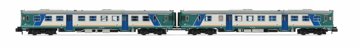 FS, confezione da 2 unità ALn 668 serie 1000, 2 porte livrea XMPR, finestrini piani, epoca Vb