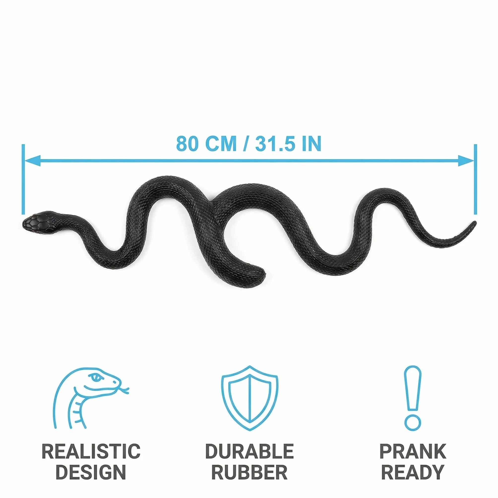 Serpente di Gomma, Serpente Finto, Giocattolo Serpente, Grande Serpente Realistico in Gomma, Accessorio da Giardino, Regalo Divertente (nero)