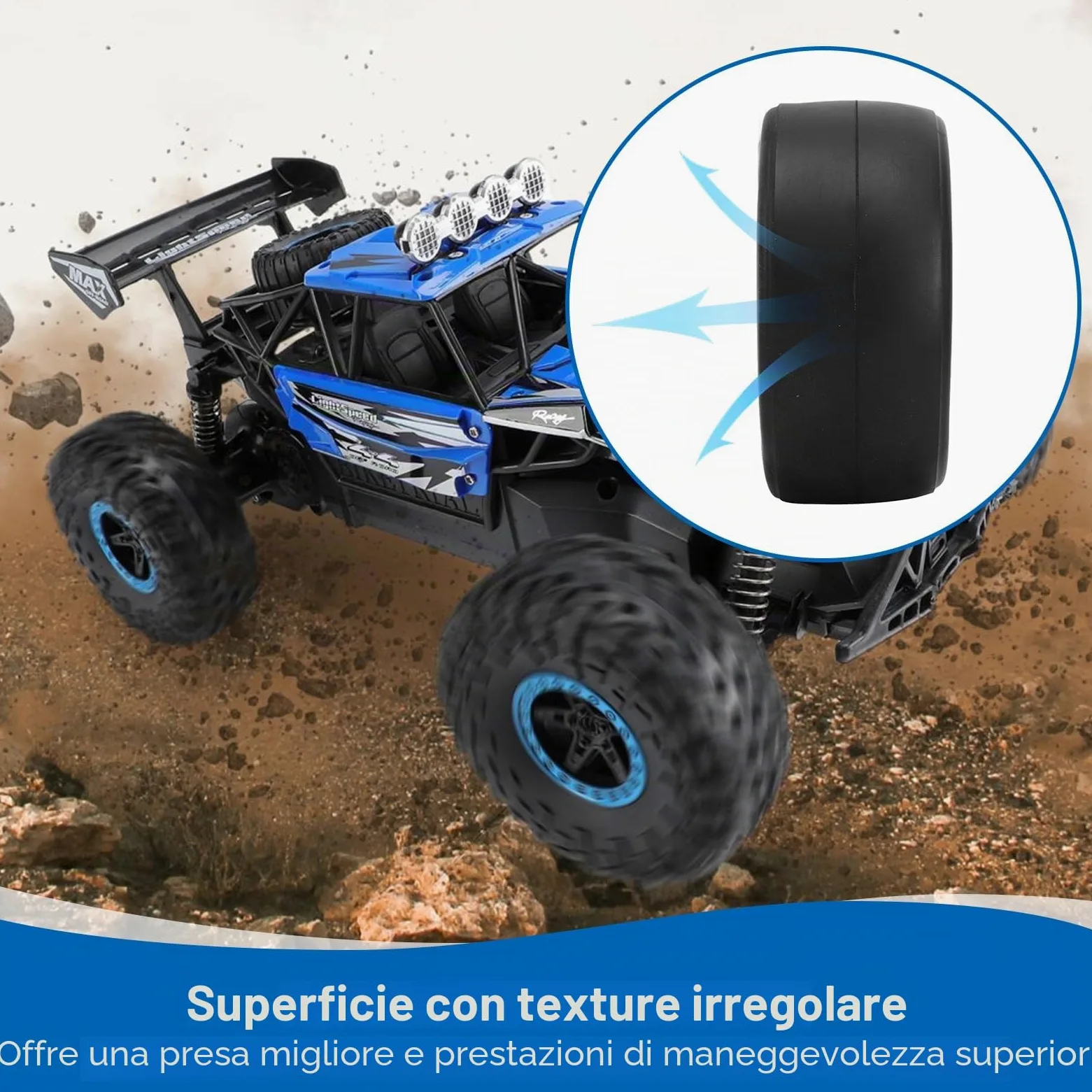 HERCHR 4 Pezzi Pneumatici in Gomma Ruote da 102 Mm E Cerchioni con Mozzo Esagonale da 12 Mm Compatibili con 1/10 Fuoristrada Telecomando Auto RC Fuoristrada