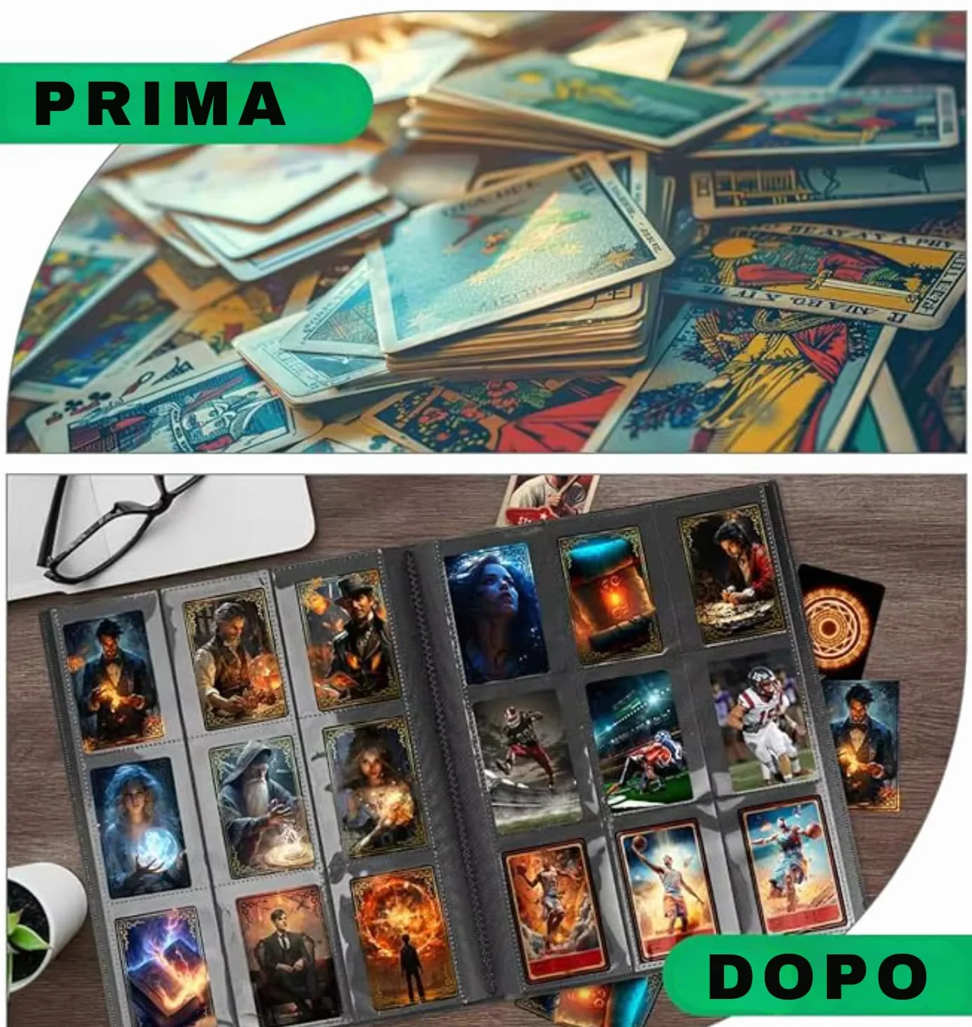 Raccoglitore Carte Collezionabili Album Porta Carte, Raccoglitore Carte 9 tasche 360 carte, box Album compatibile con carete Pokemon, YuGiOh,Magic