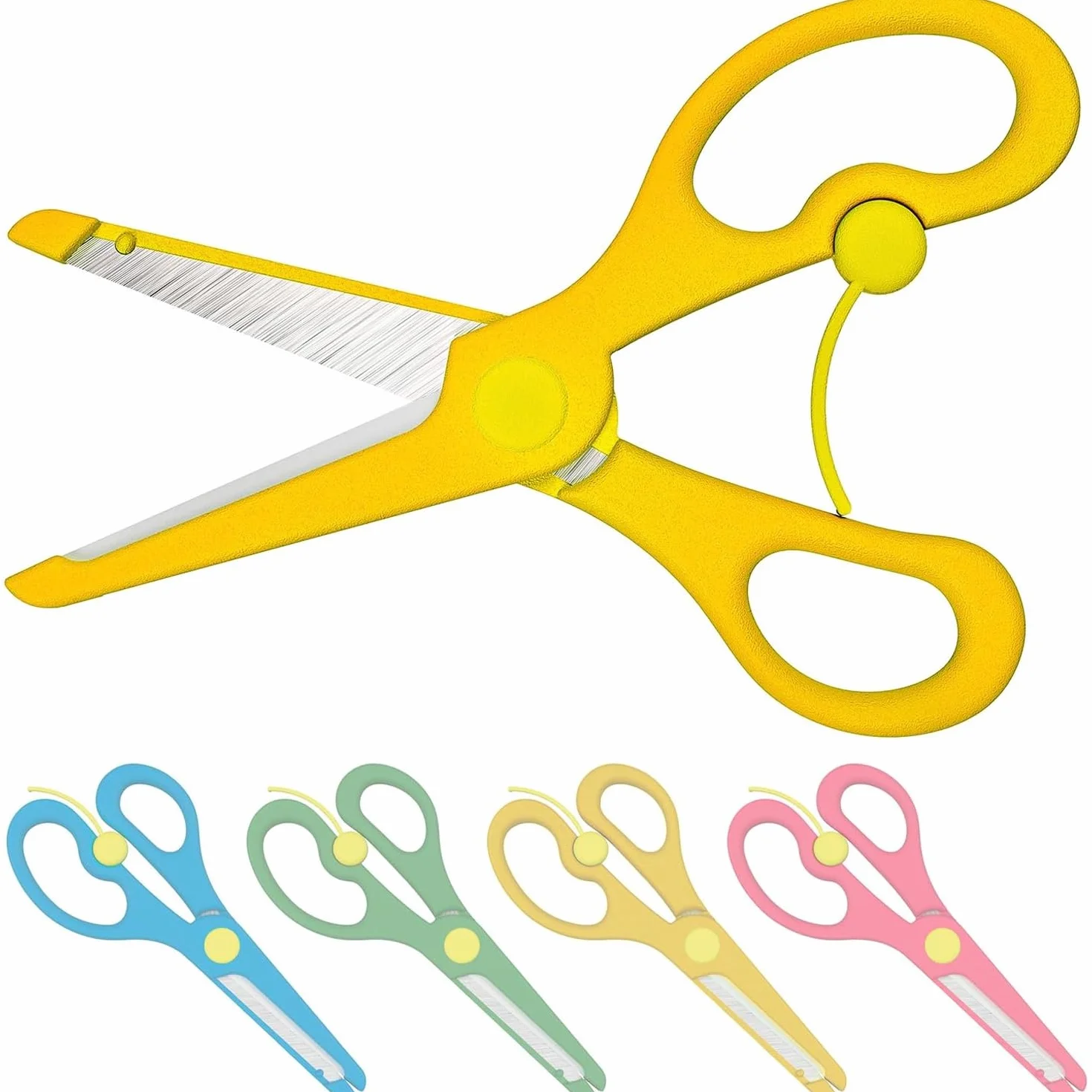 Enid Store Forbici per Bambini con Dispositivo di Sicurezza | Gialle con Lama in Metallo e Rivestimento in Plastica | da 1 Anno di Età in su