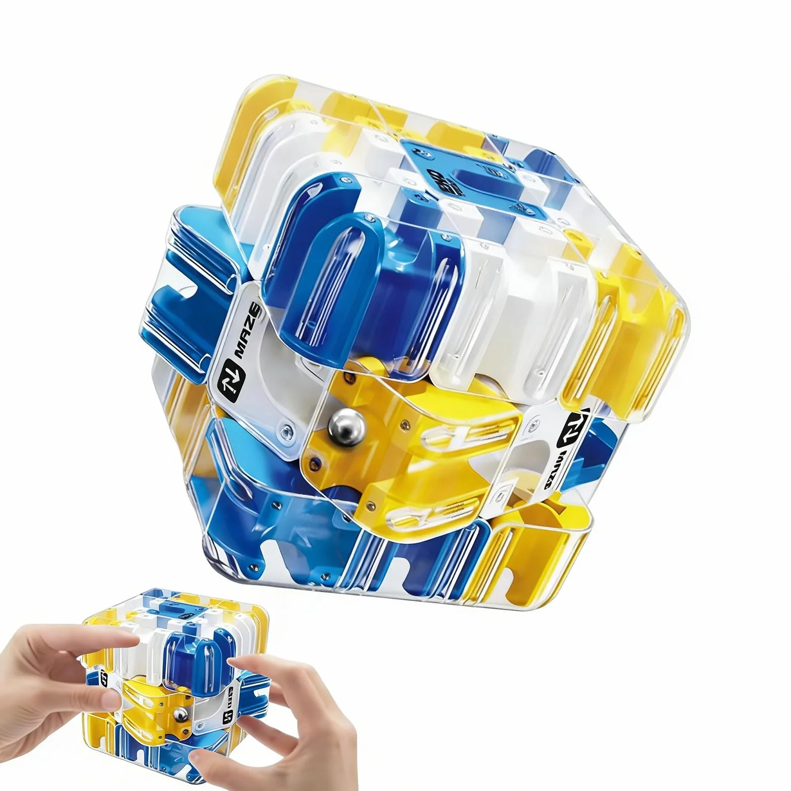 Grande Cubo Labirinto 3D,Labyrinth 3d Puzzle Maze Cube,Giocattolo Labirinto di Biglie 3D,Giocattolo Per Allenare La Consapevolezza Spaziale,Brain Training Logic Game (blu)