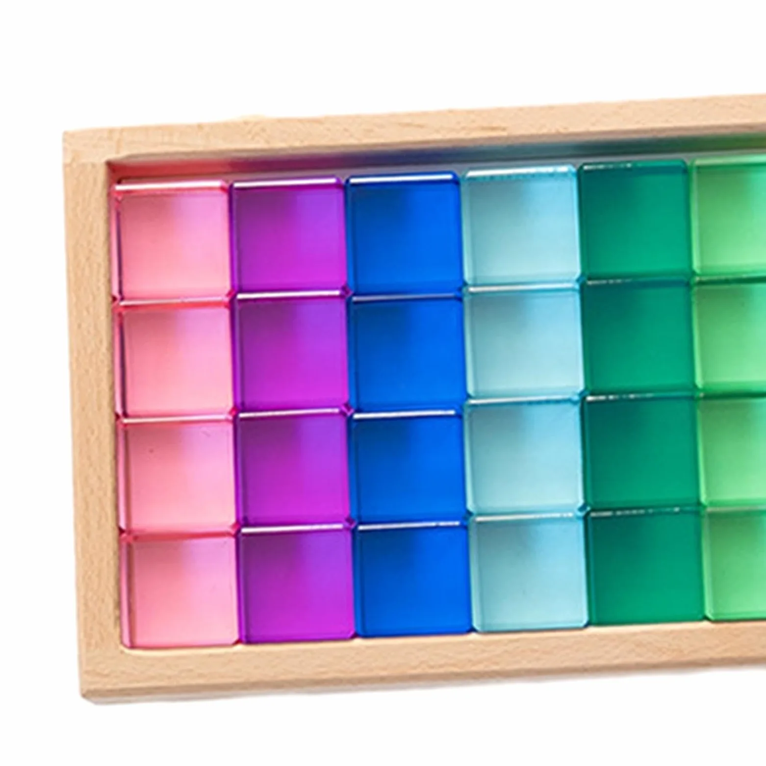 50 Pezzi Blocchi da Costruzione Cubi Arcobaleno Giochi Acrilico Trasparente con Scatola in Legno Adatto per Bambini Scuola, 40 Pezzi