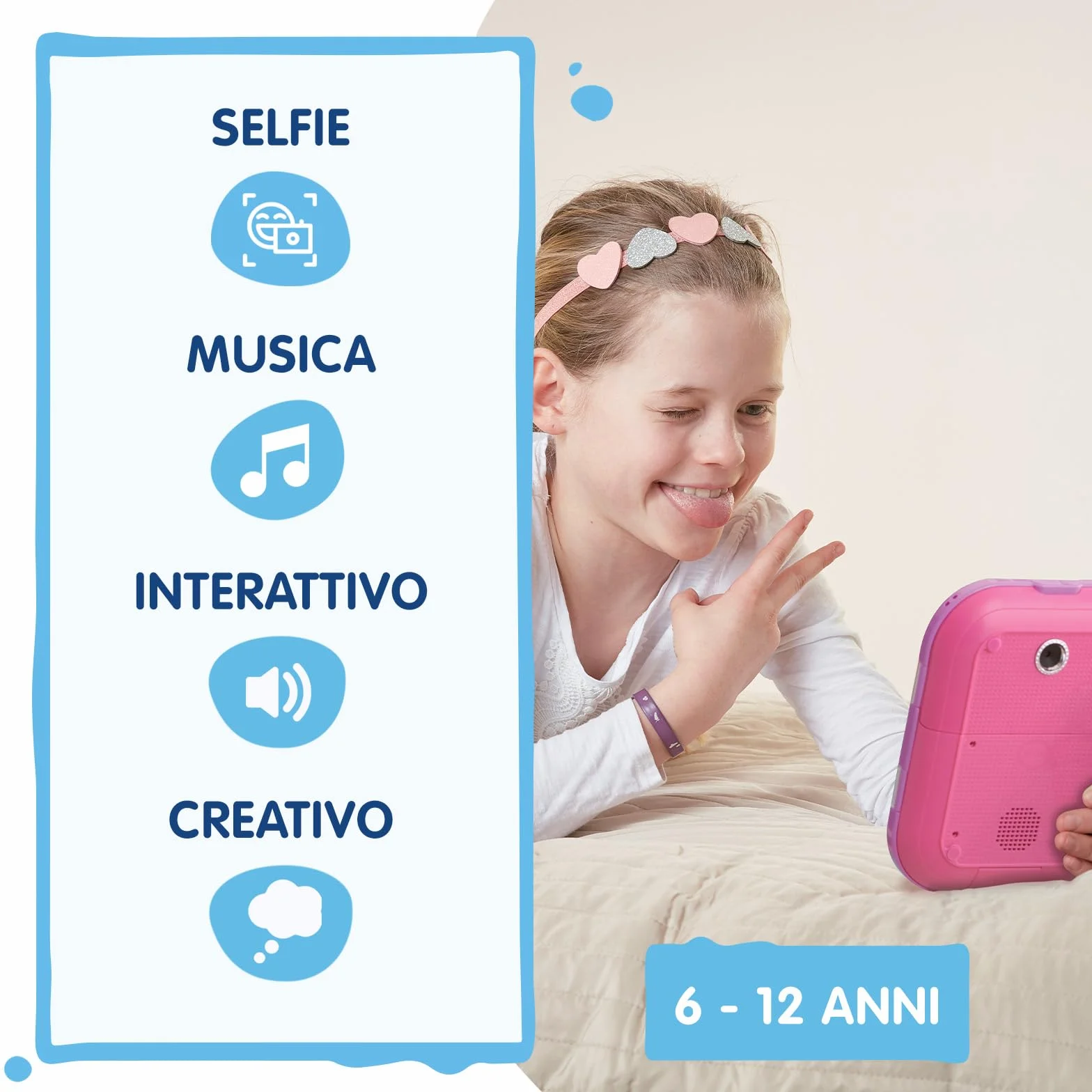VTech KidiSecrets Selfie Music 2.0, Diario Segreto Interattivo per Bambini con Doppia Fotocamera e MP3, Diario Elettronico con Schermo a Colori e Tastiera, Lingua Italiana, Batterie Incluse, 6-12 Anni