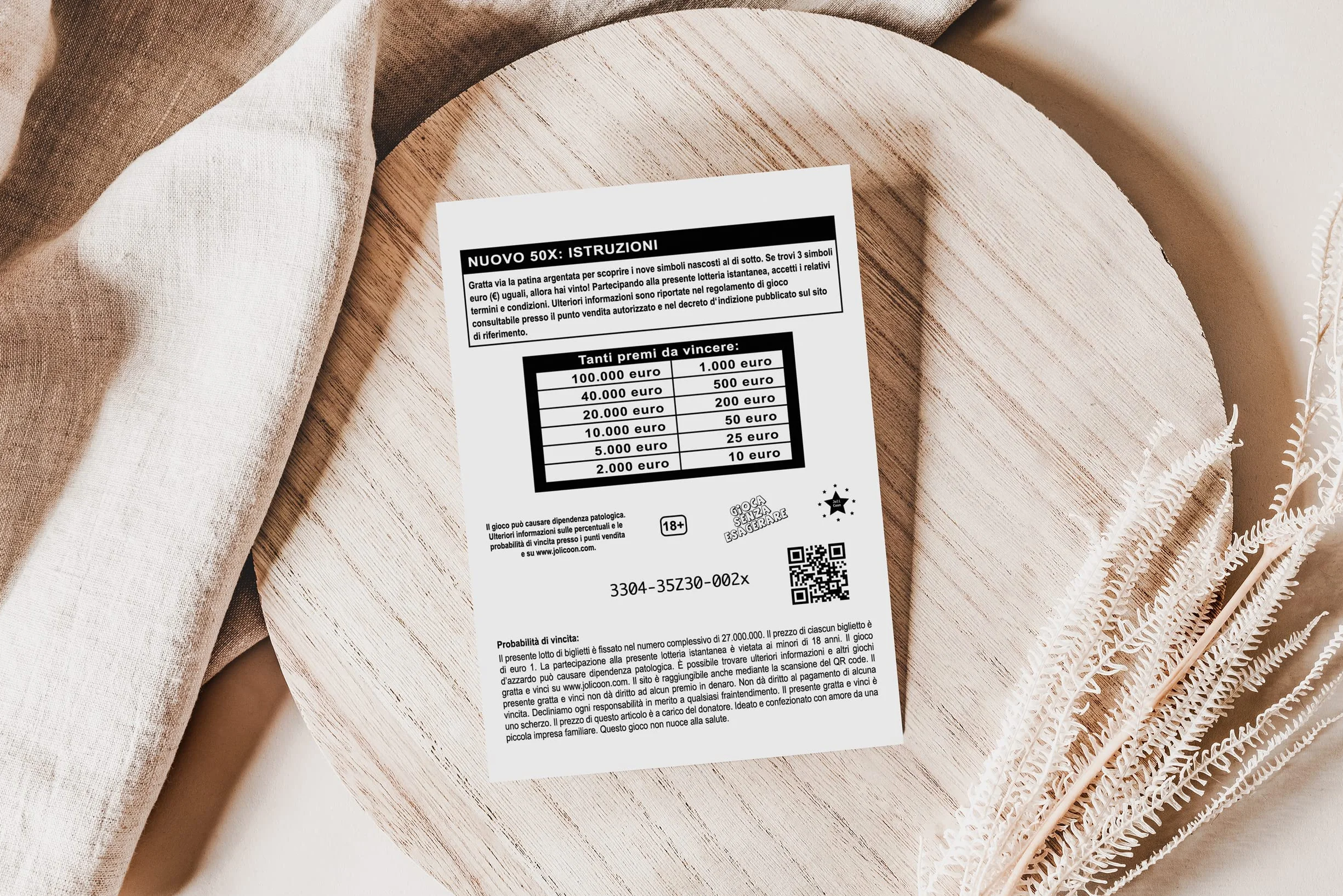 Joli Coon 5 Gratta e vinci scherzo 100.000 - Gratta e vinci personalizzato - Gratta e vinci scherzo
