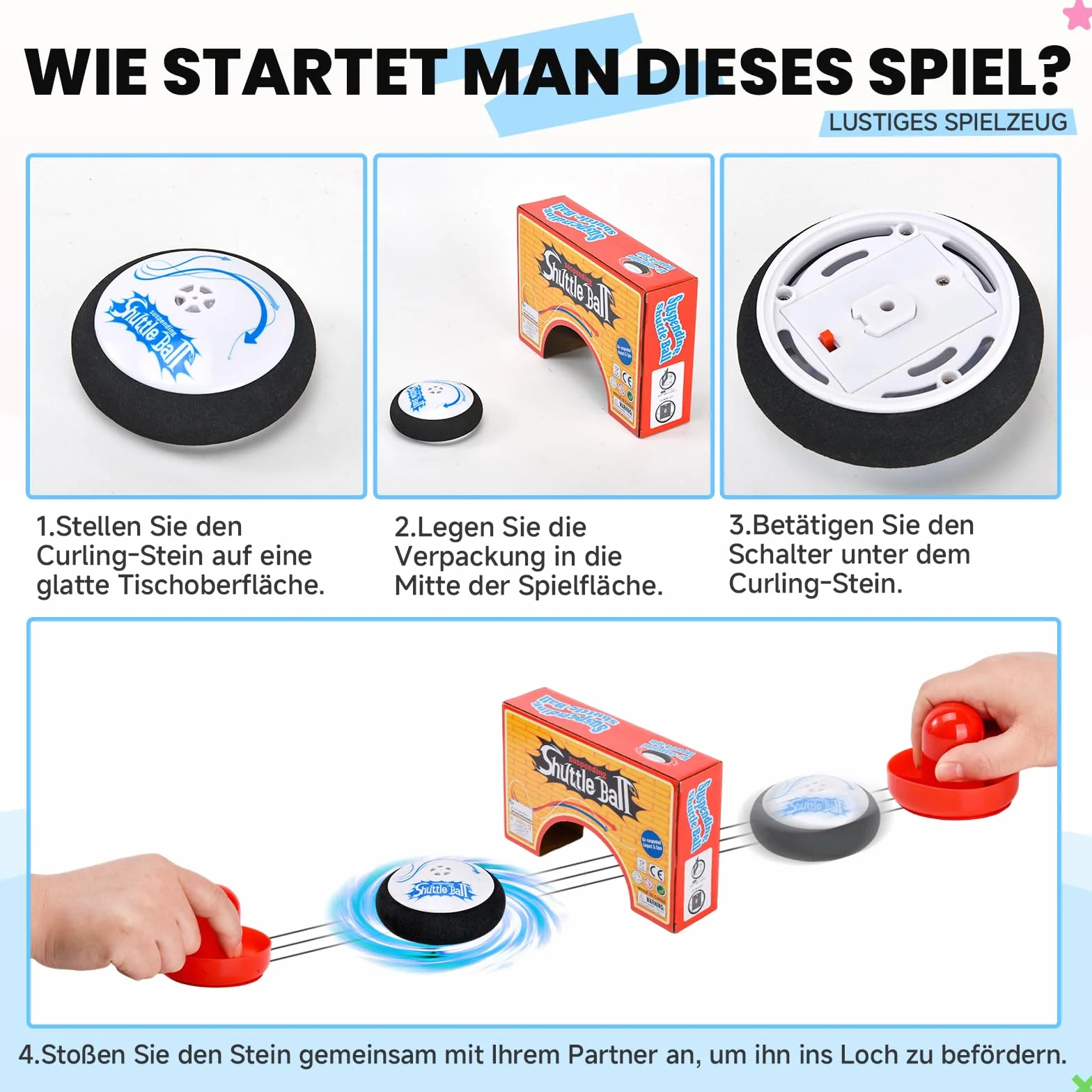 Air Hockey Hover Puck, Portable Air Hockey con 2 Spingere per hockey ad aria rossa, giocattolo da hockey per interni ed esterni, gioco simulato di hockey per bambini adulti