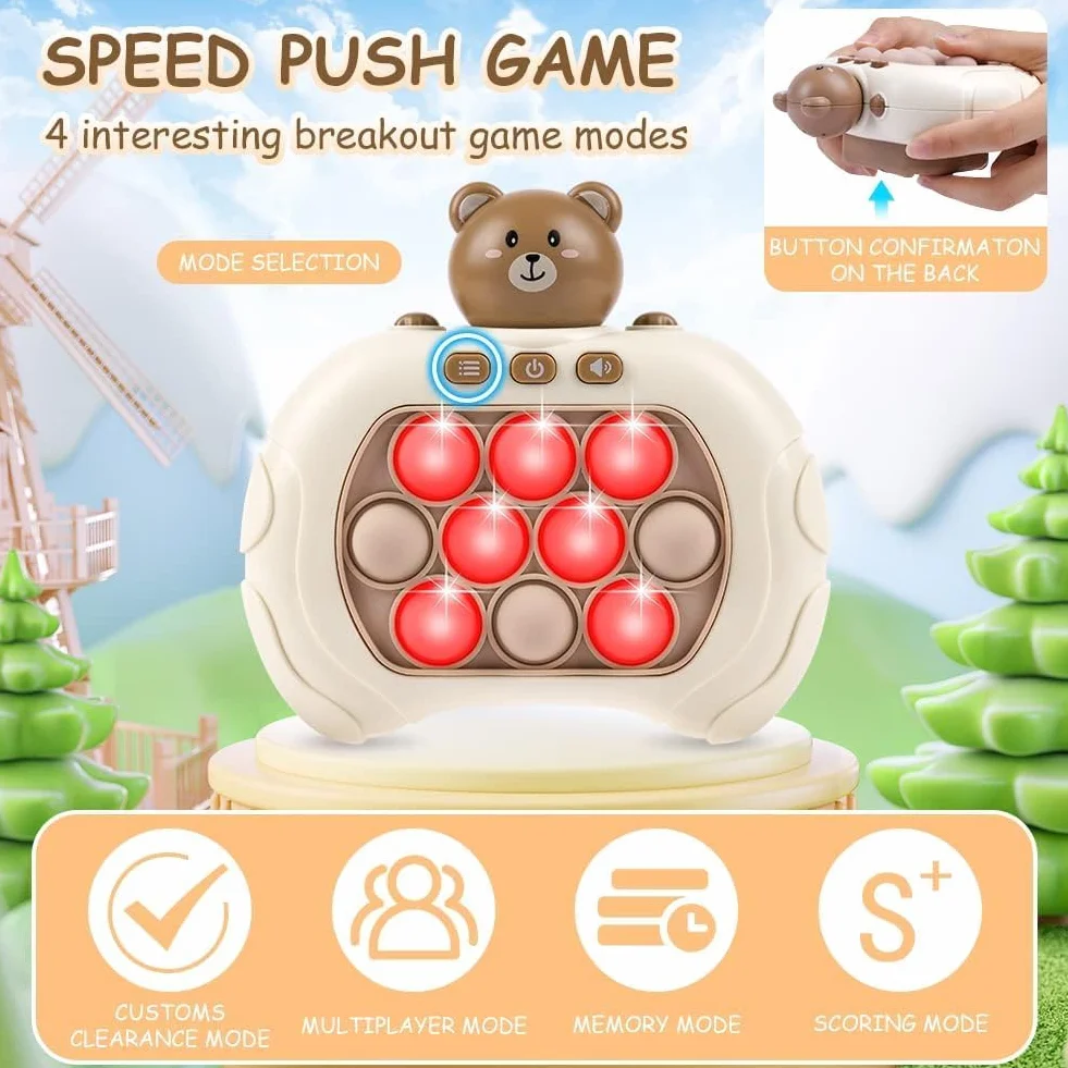Ainiv Push Bubble Game for Adults, Pop It Fidget Toys, Handheld Fast Speed Push Game, Stress Relief - Red Light