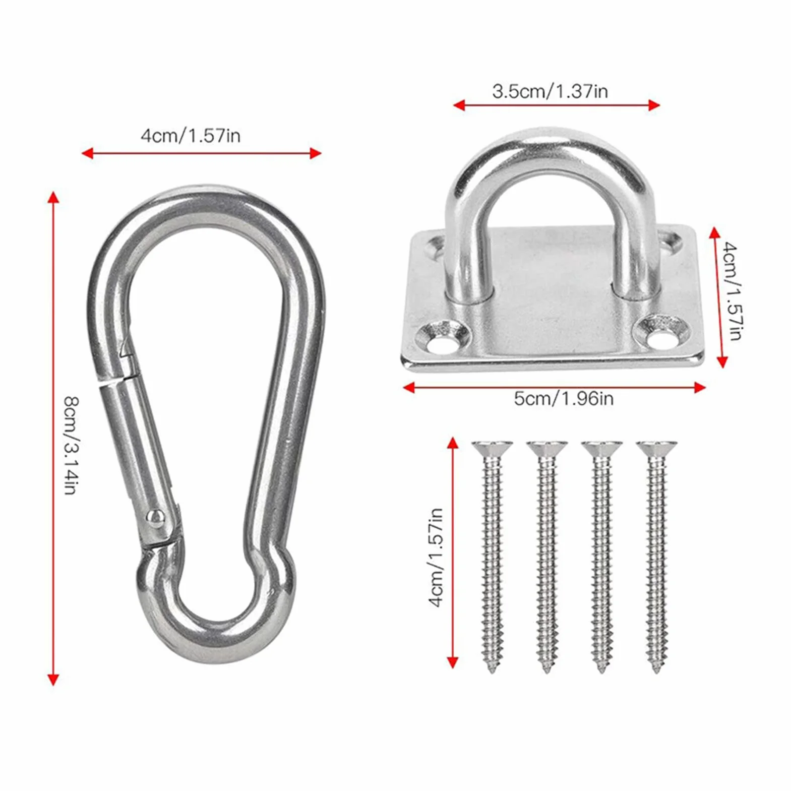 Set di Ganci per Altalena da 200 kg, Gancio per Altalena in Acciaio Inossidabile con Gancio a Molla con Fibbia per Porta Quadrata per Yoga in Veranda