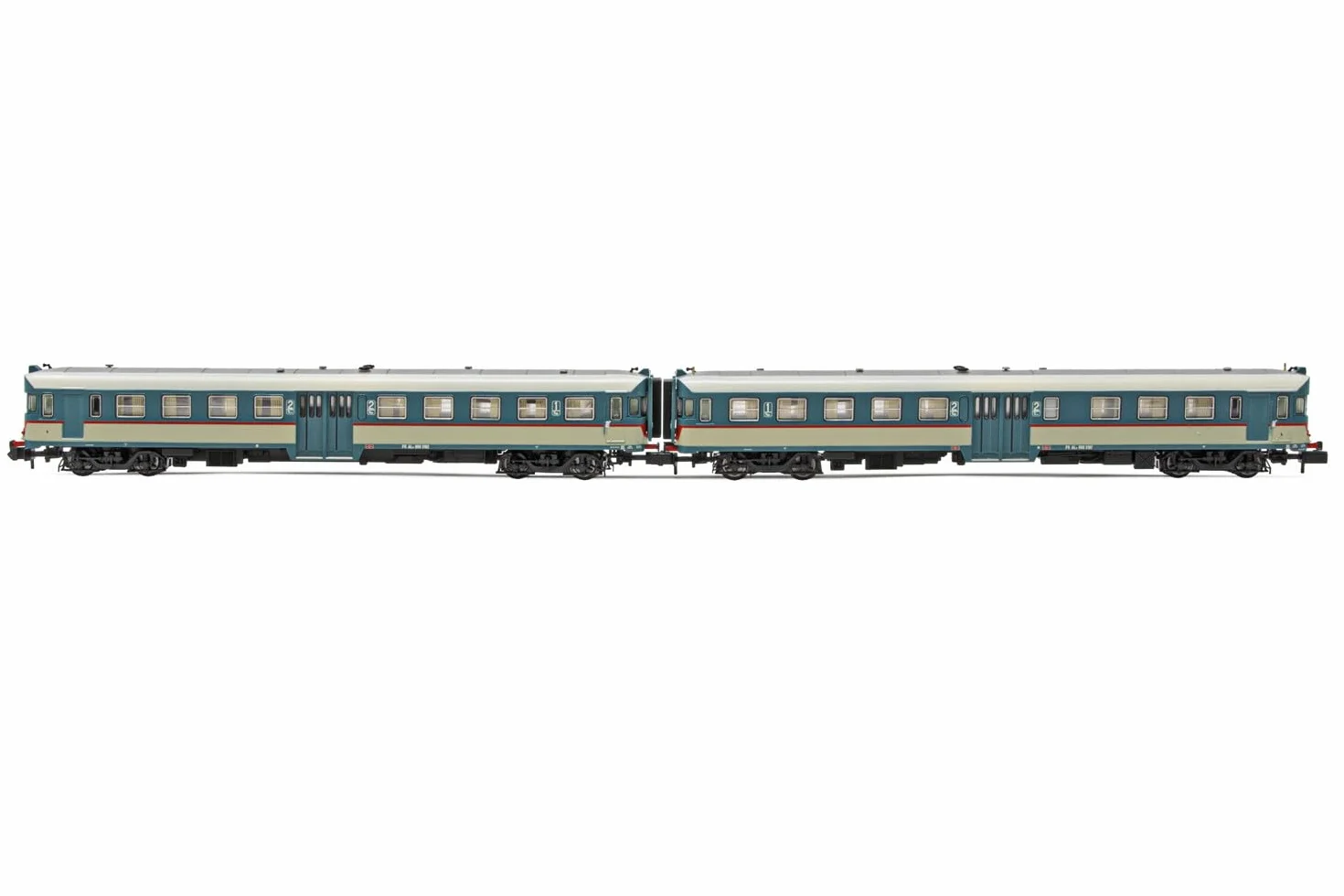 FS, confezione da 2 unità ALn 668 serie 3100, 1 porta doppia livrea originale, finestrini piani, epoca V