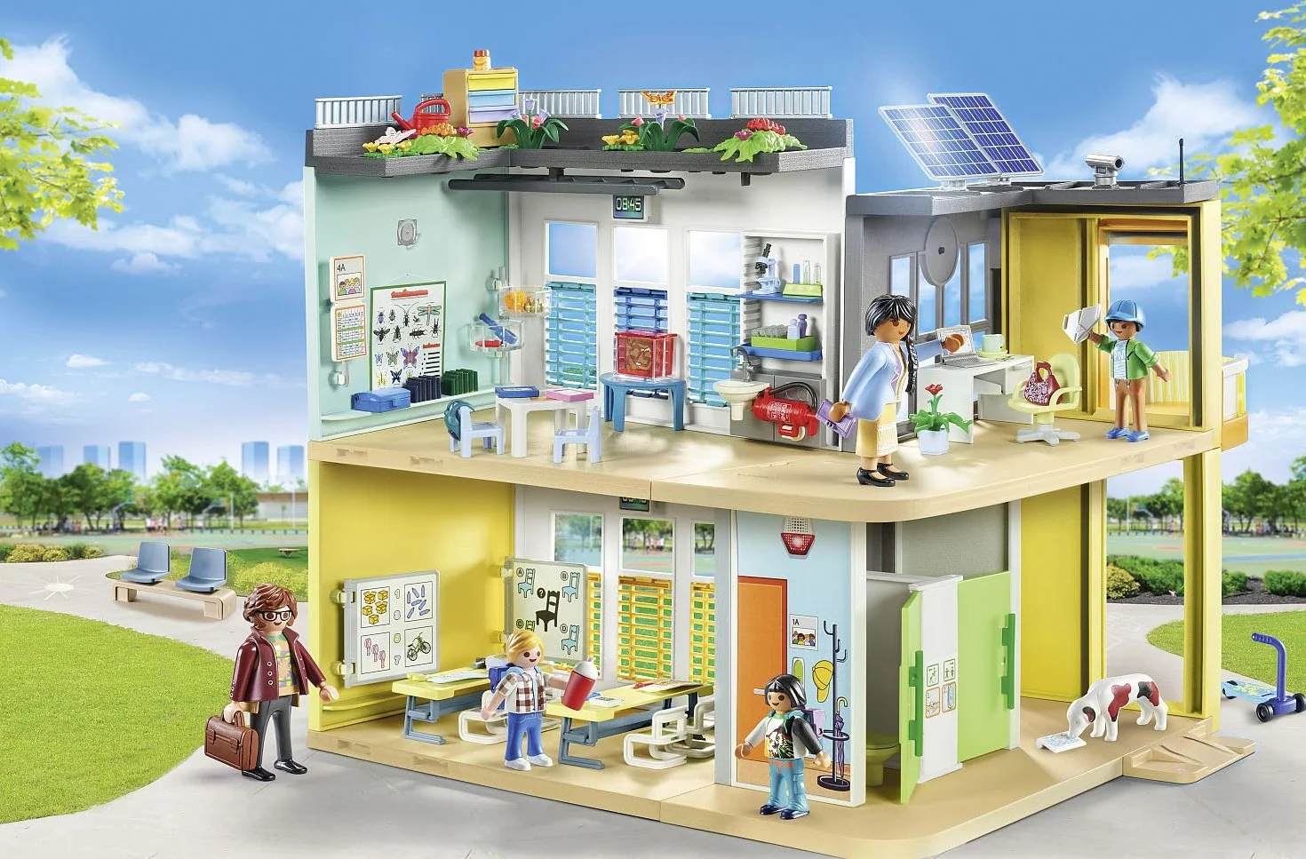 PLAYMOBIL City Life 71327 Grande scuola, edificio scolastico con ascensore, giocattolo per bambini dai 4 anni in su