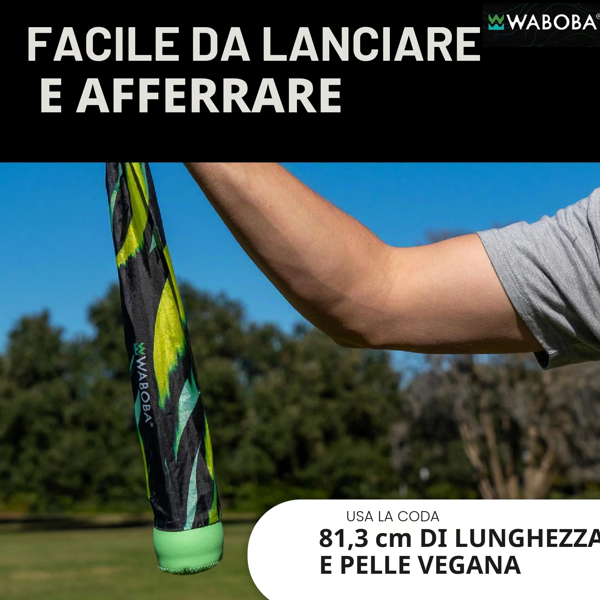 Waboba Tailball - Giocattolo da lancio con coda lunga, 80 cm, per bambini e adulti